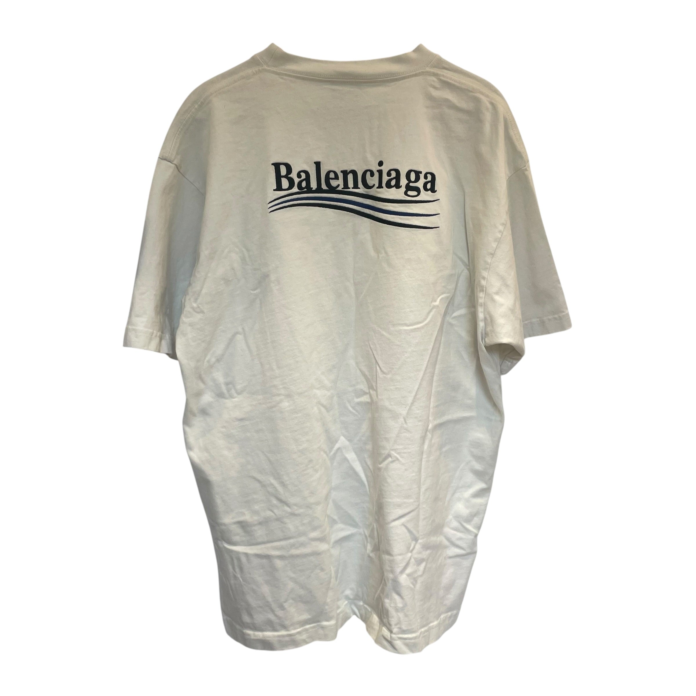 BALENCIAGA/T-Shirt/XS/Cotton/WHT/WARDROBE/ 3 STRIPE BLUE view 2