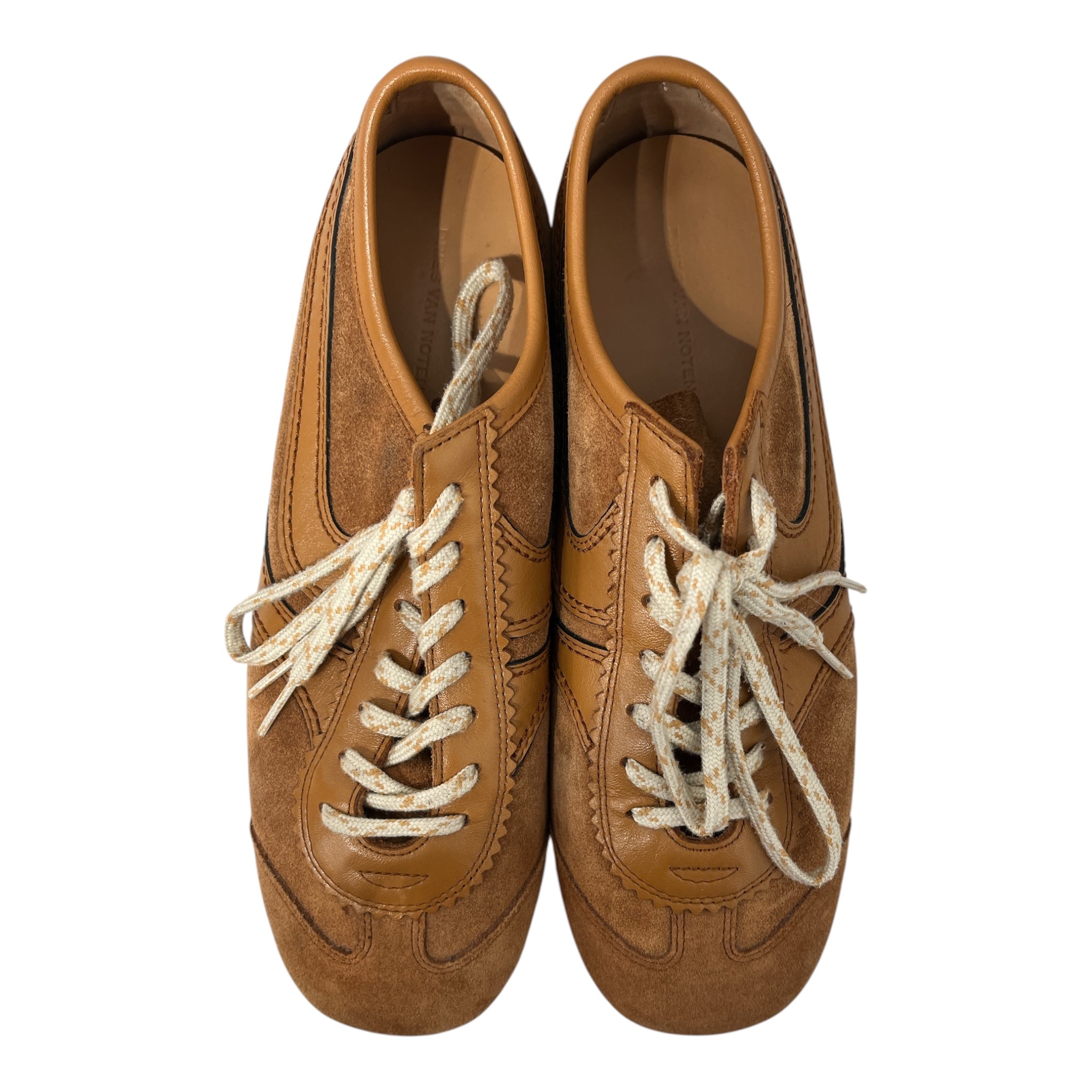 DRIES VAN NOTEN/Low-Sneakers/Suede/BRW/leather trim lace up sneakers view 1