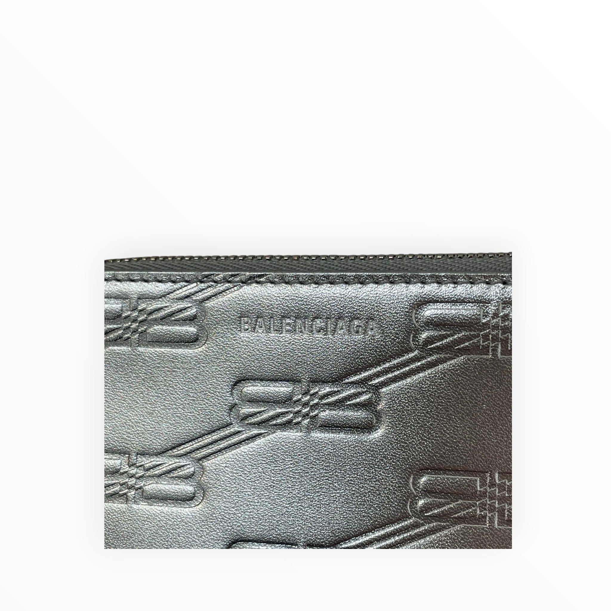 BALENCIAGA/Long Wallet/Leather/SLV/M's/embossed long card holder view 4