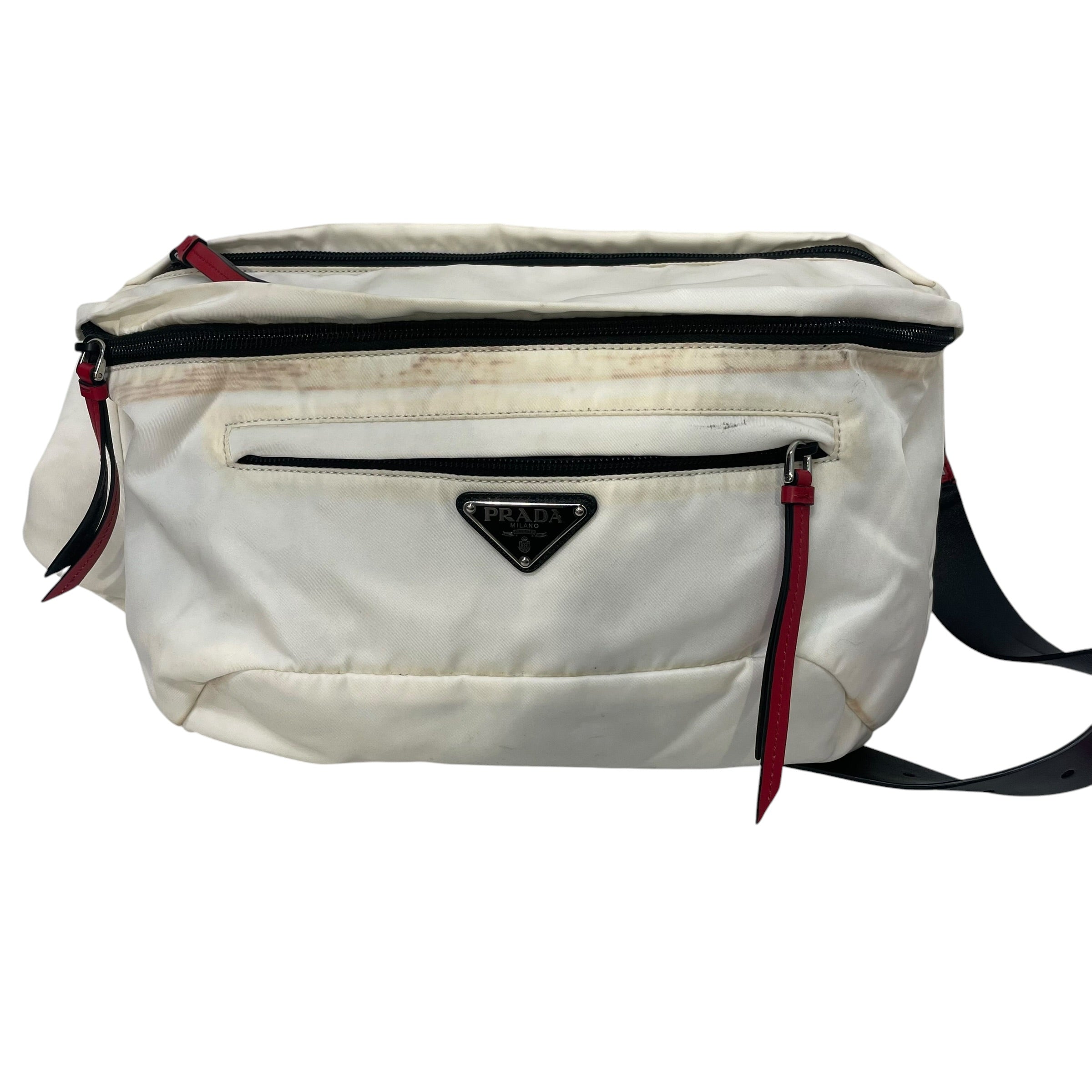 PRADA/Fanny Pack/Nylon/WHT/RED STUDS view 1