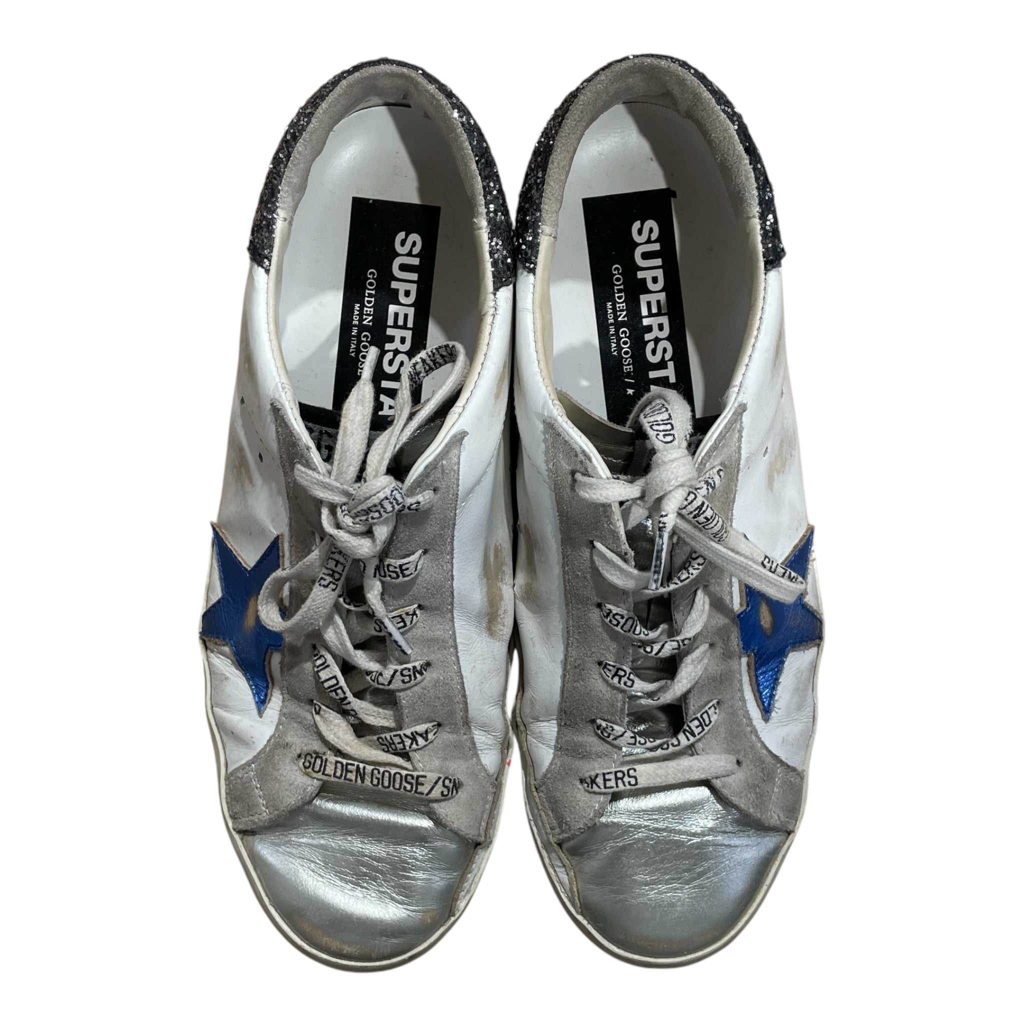 GOLDEN GOOSE/Low-Sneakers/US 7.5/Glitter/Leather/WHT/GoldenGoose SuperStar GltrHeel view 5