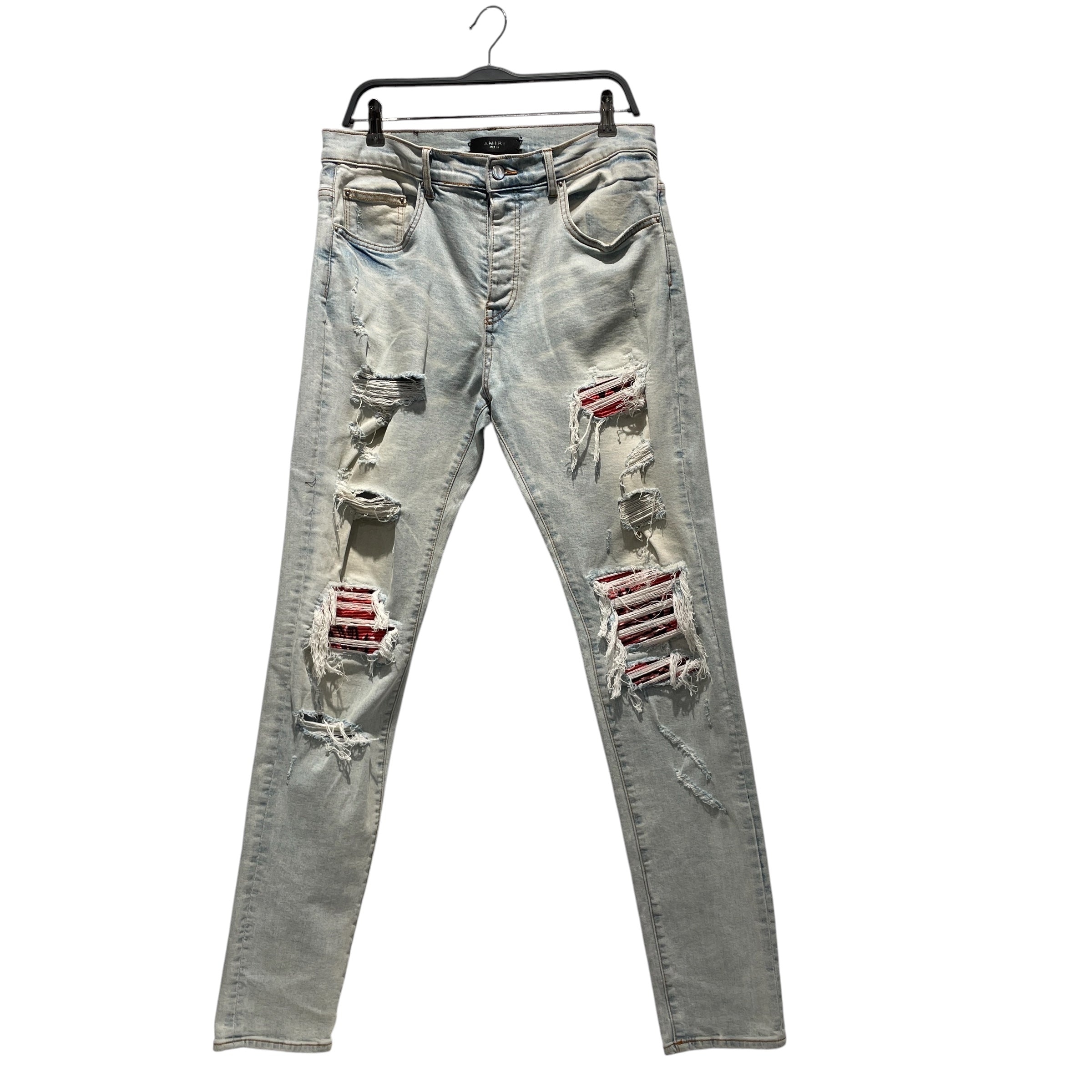AMIRI/Skinny Pants/34/Cotton/BLU/Graphic/red floral view 1