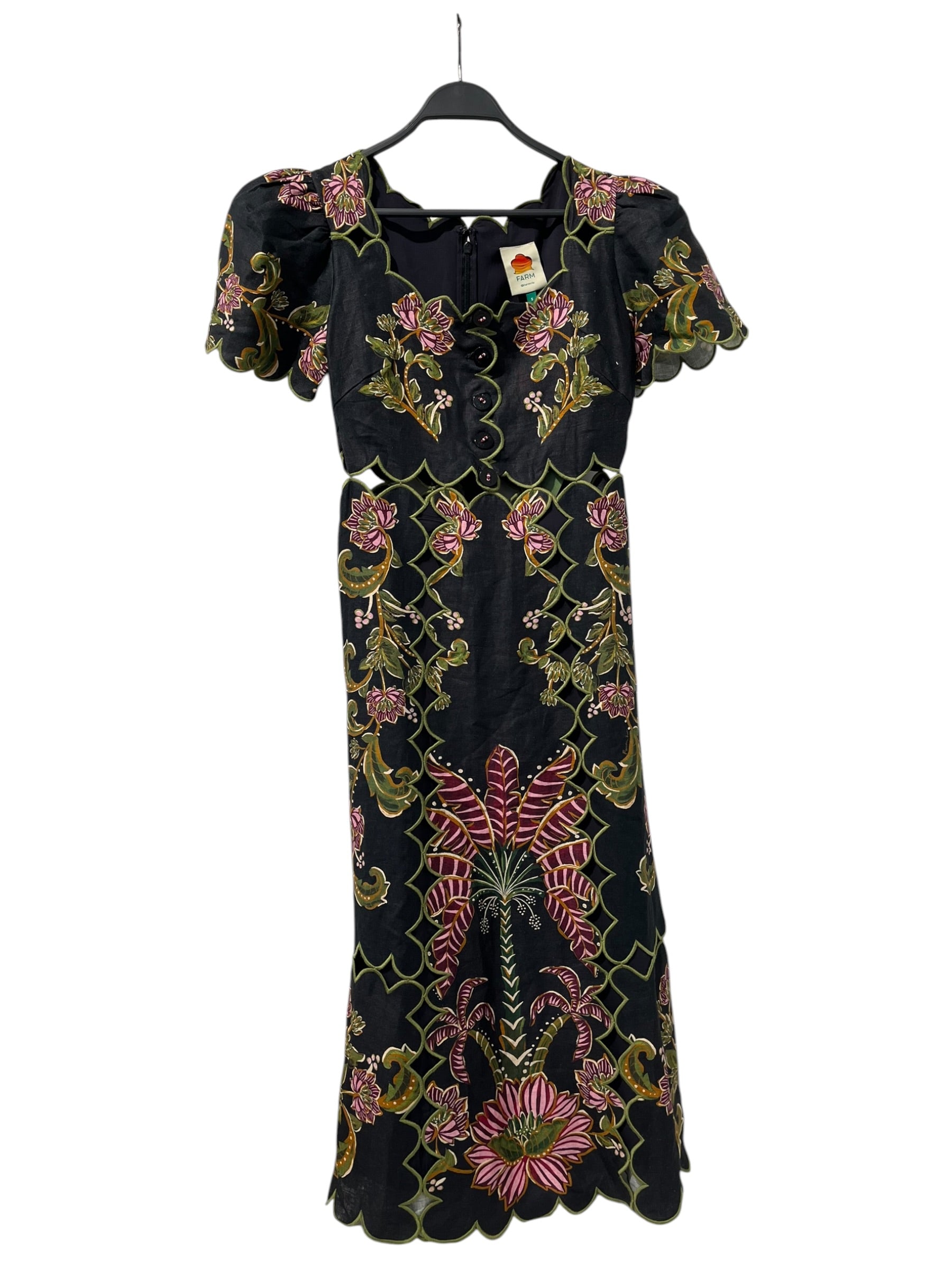 FARM Rio/Dress/S/Floral Pattern/Linen/BLK/LINEN RAVENALA DRESS view 1