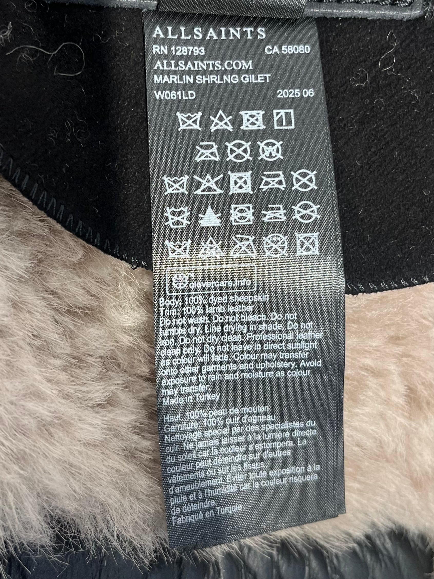 ALLSAINTS/Vest/M/Leather/BLK/shearling interior zipupbuckle view 4
