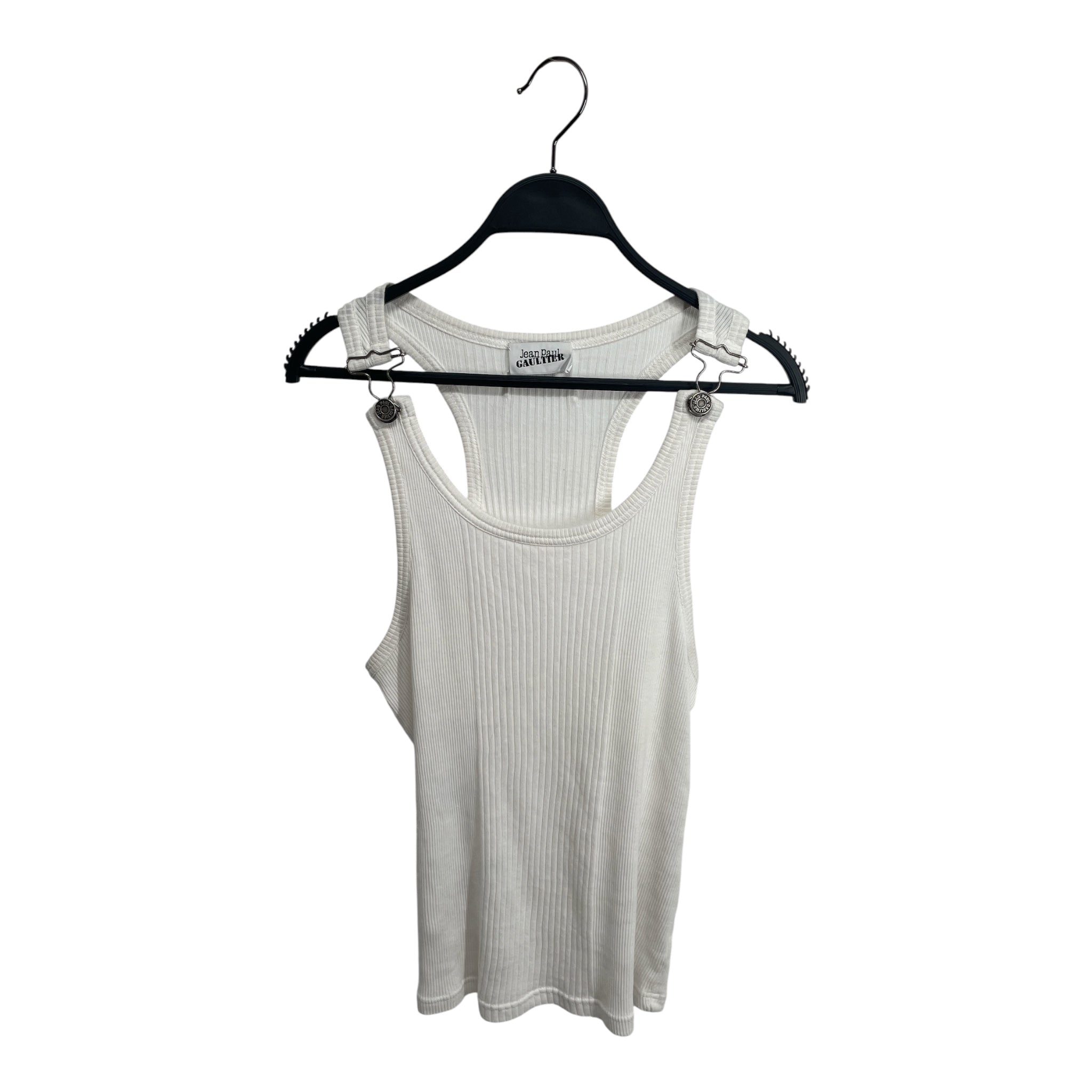 Jean Paul Gaultier/Tank Top/S/Cotton/WHT/SILVER REMOVEABLE SHOUDLER. view 1
