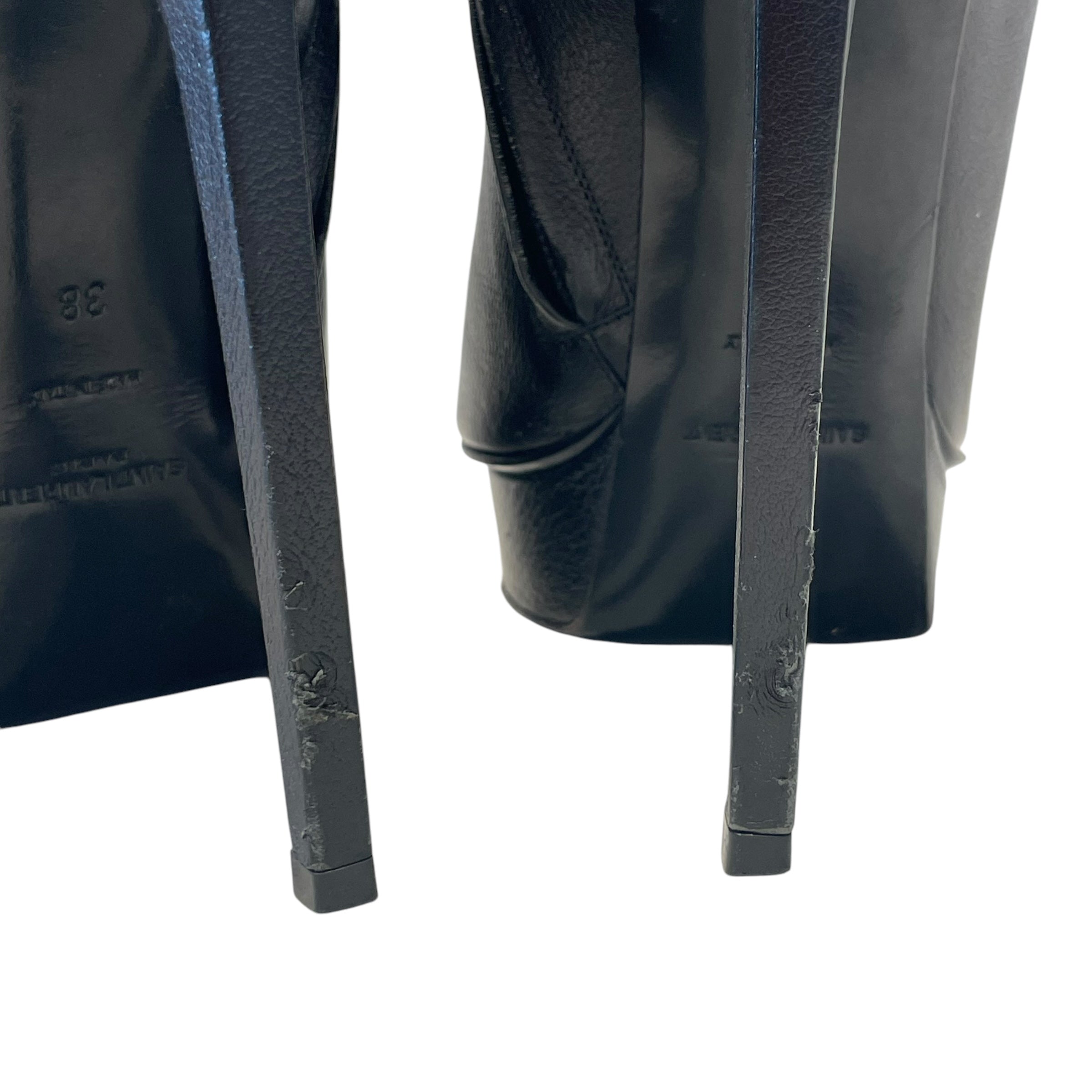 SAINT LAURENT/Heels/US 7/Leather/BLK/Ankle Strap/ view 4