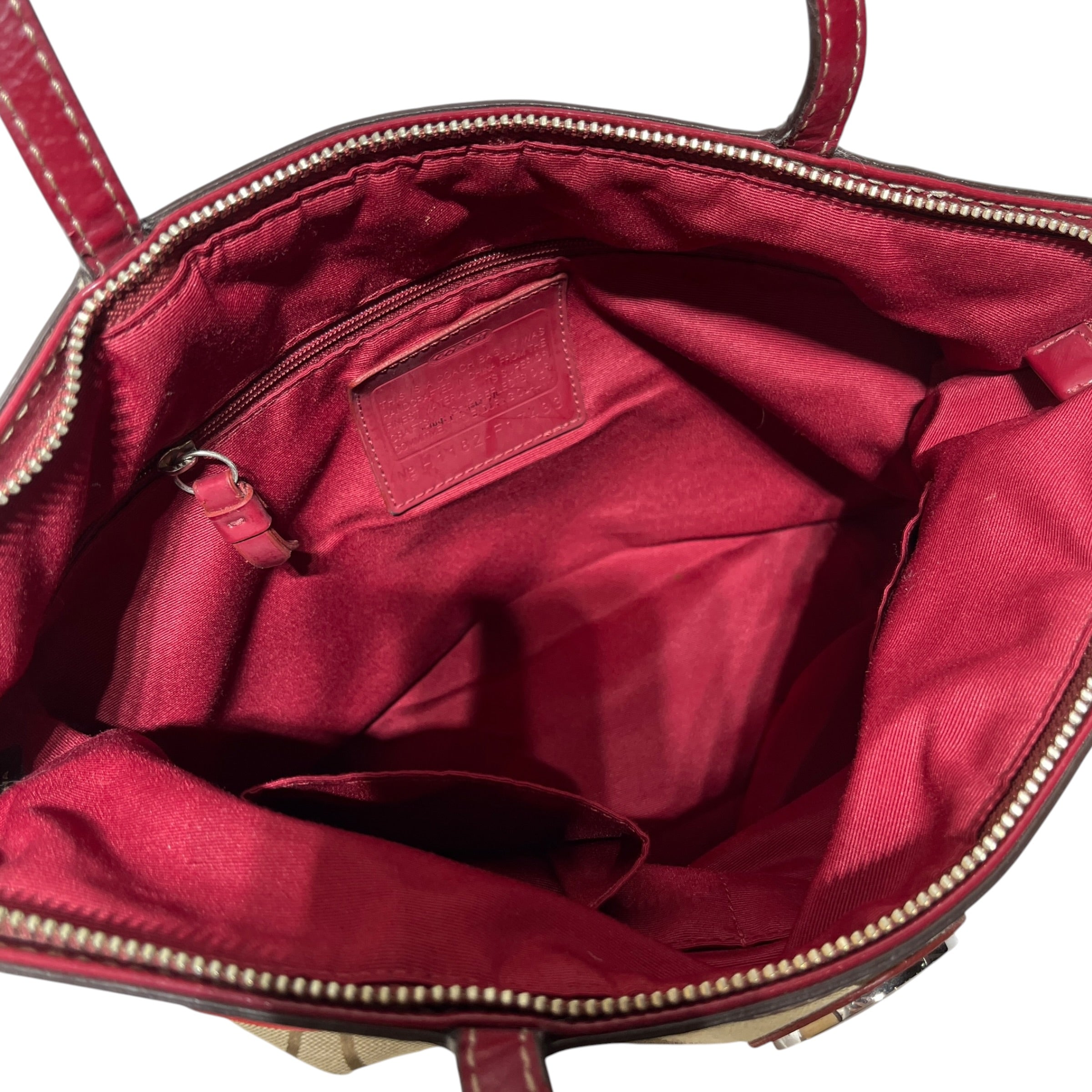 COACH/Tote Bag/Monogram/Cotton/BRW/vintage red mini tote view 4