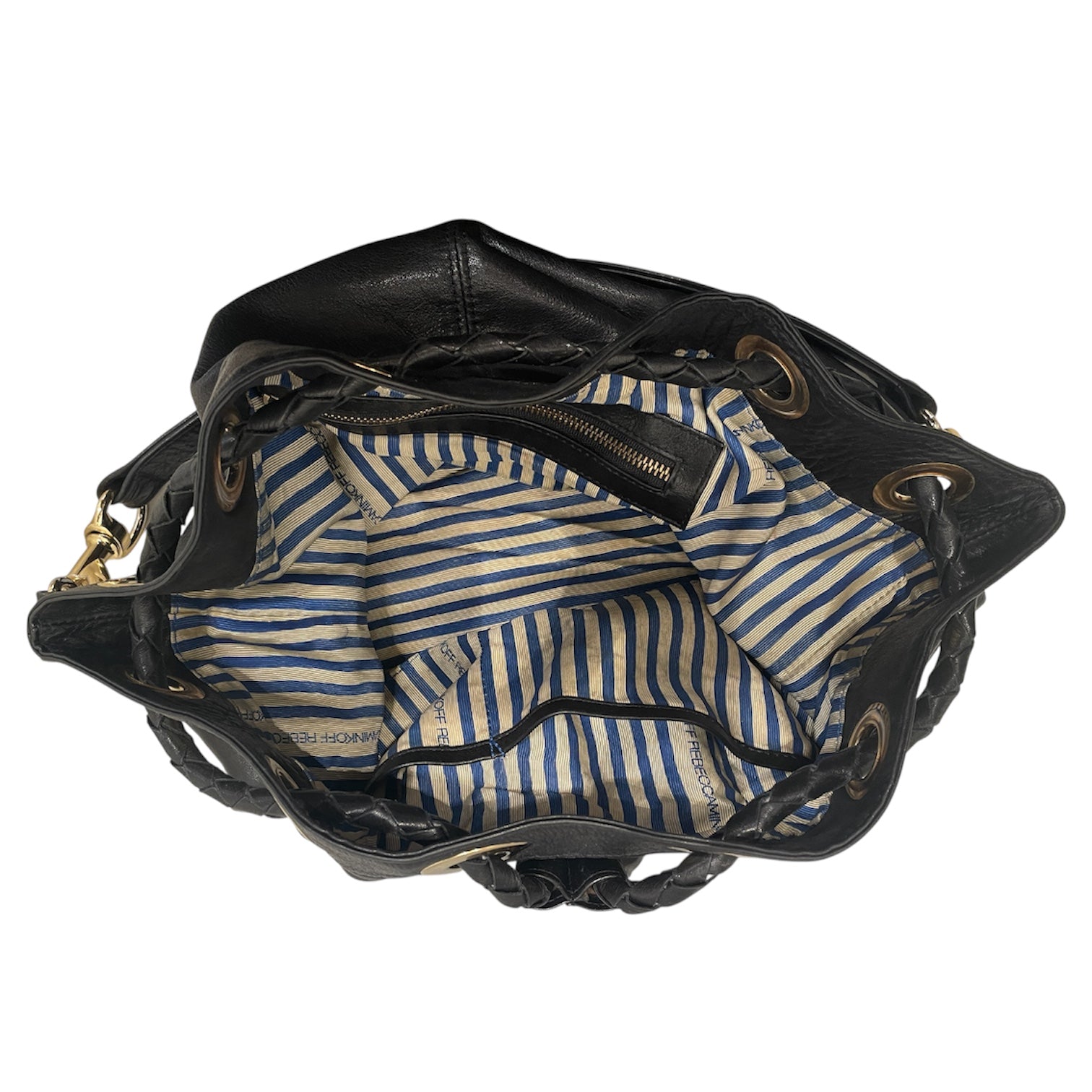 REBECCA MINKOFF/Hand Bag/Leather/BLK/FRING/GOLD HOOP DETAILS view 3