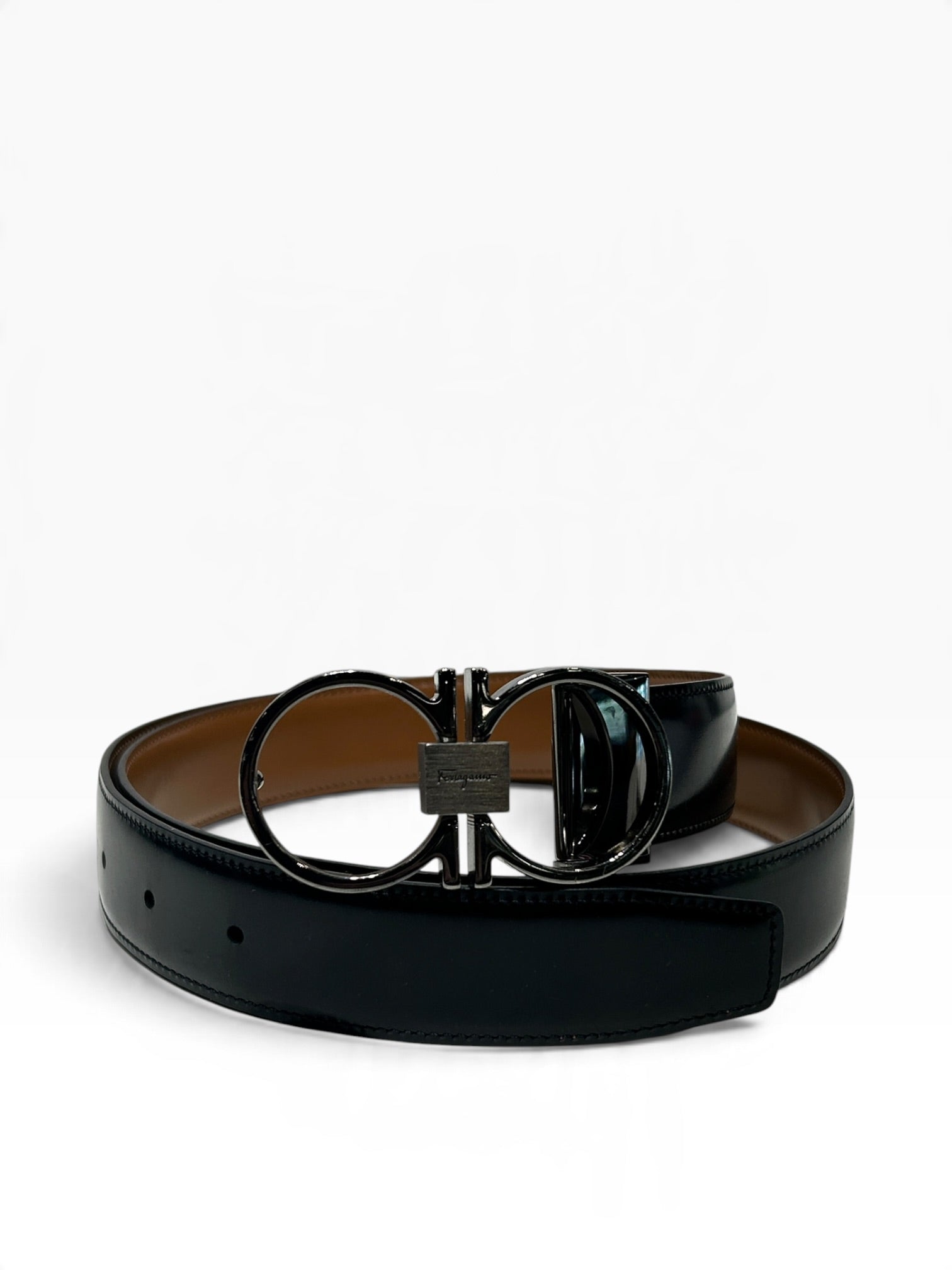 Salvatore Ferragamo/Belt/Leather/BLK/M's/METAL BELT BUCKLE view 1