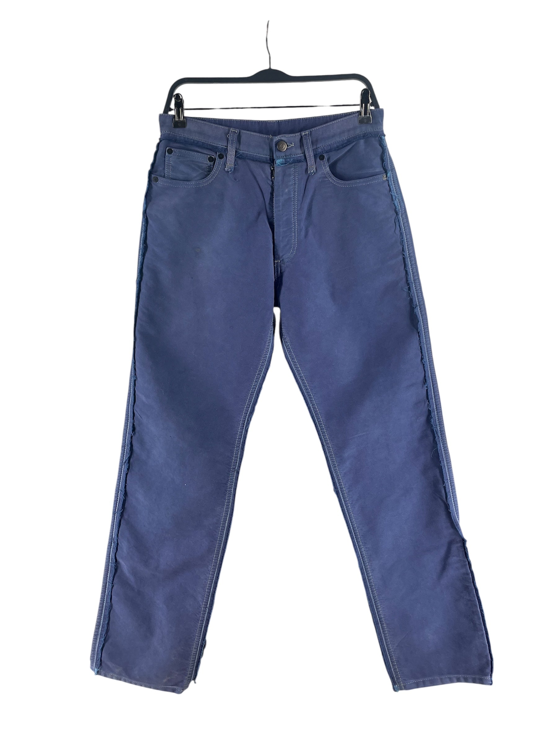 Maison Margiela/Straight Pants/32/Cotton/BLU/DISTRESSED SIDE HEM WASHED view 1