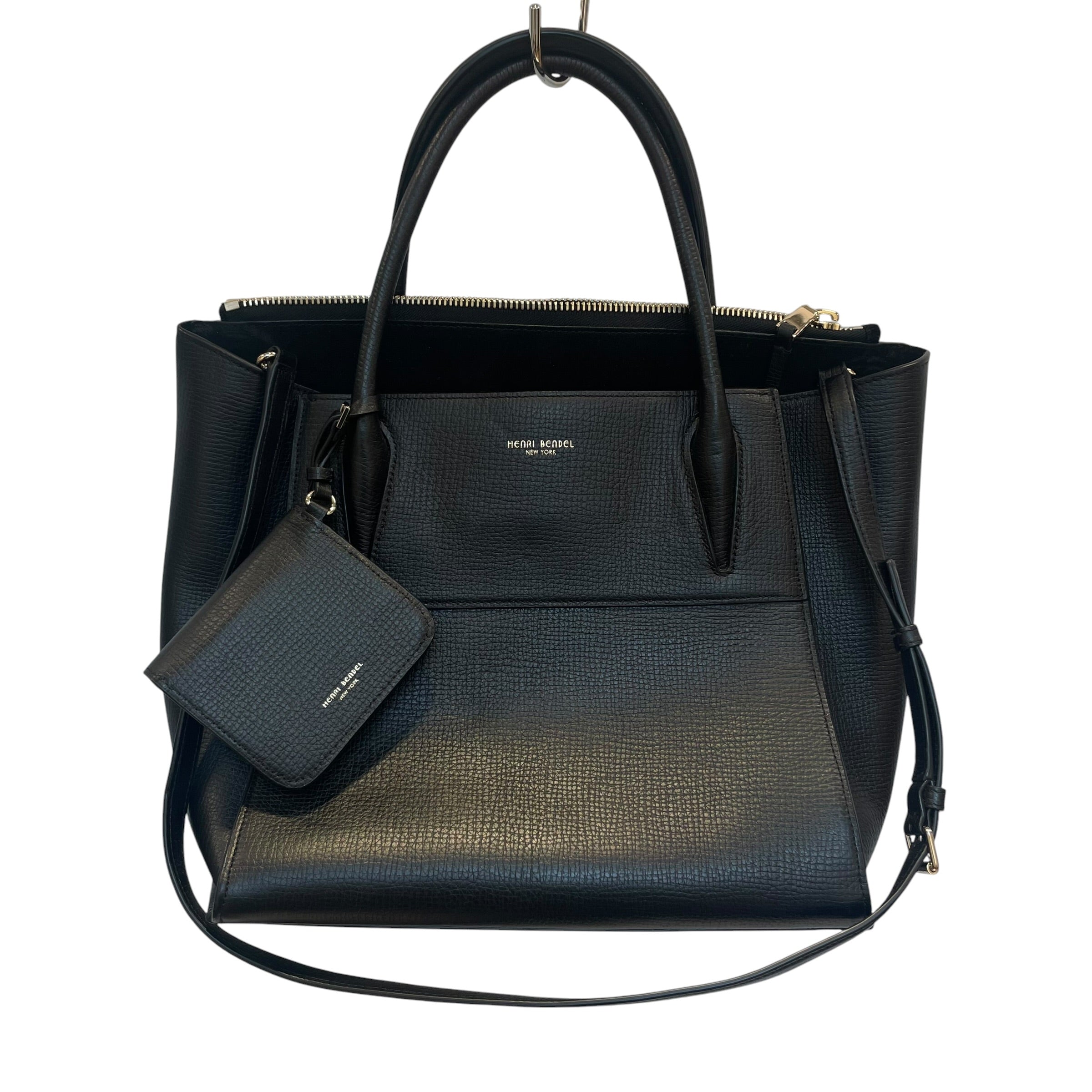 Henri Bendel/Hand Bag/Leather/BLK/GOLD ZIPPER ON MIDDLE view 1