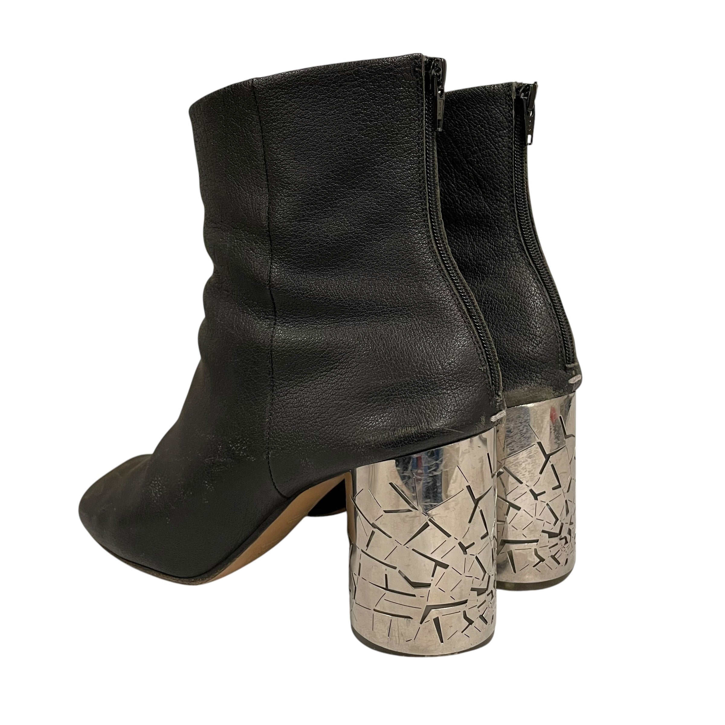Martin Margiela/Boots/EU 41/Leather/BLK/CRACKED SILVER HEEL view 2