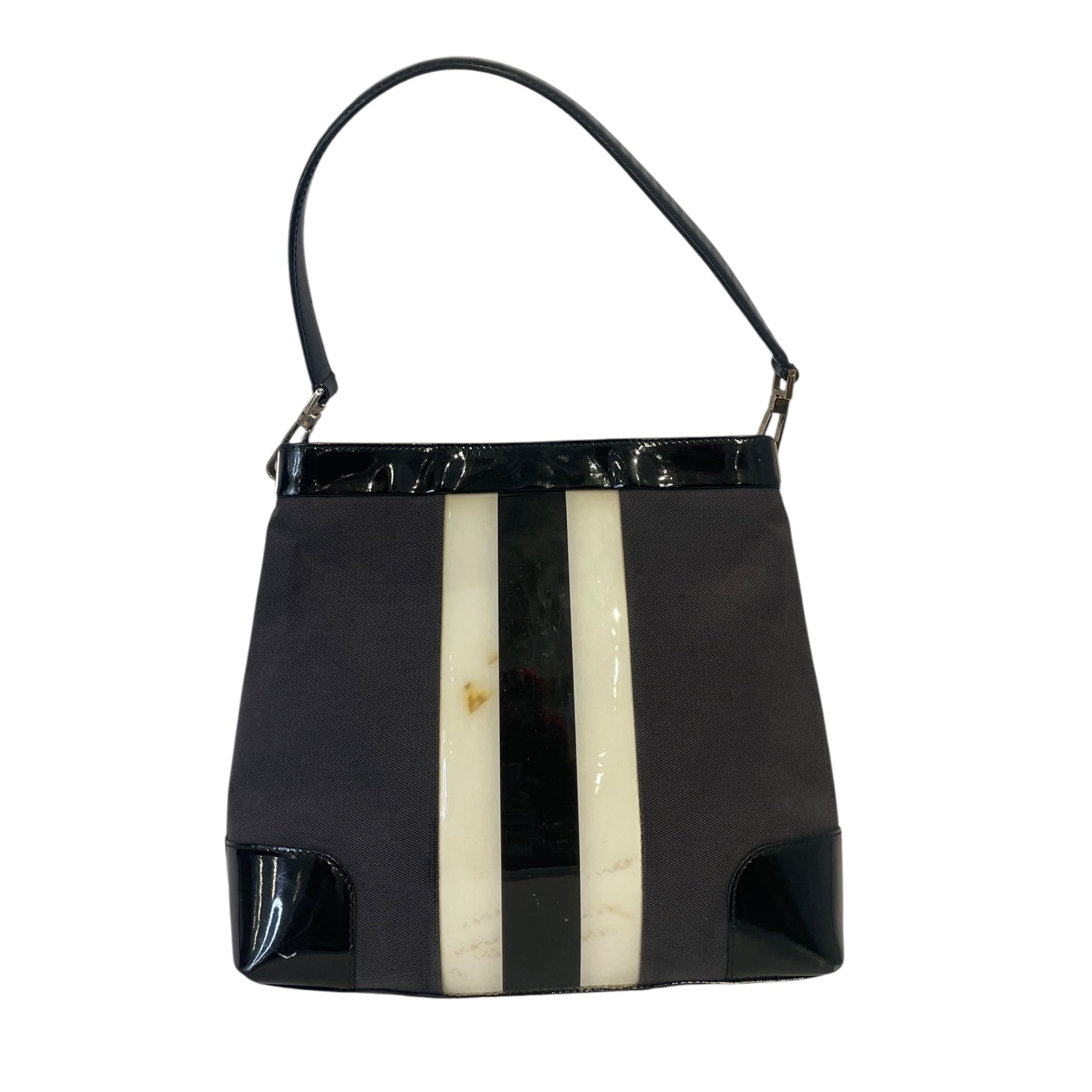 GUCCI/Tote Bag/Leather/BLK/WHITE STRIPE view 2