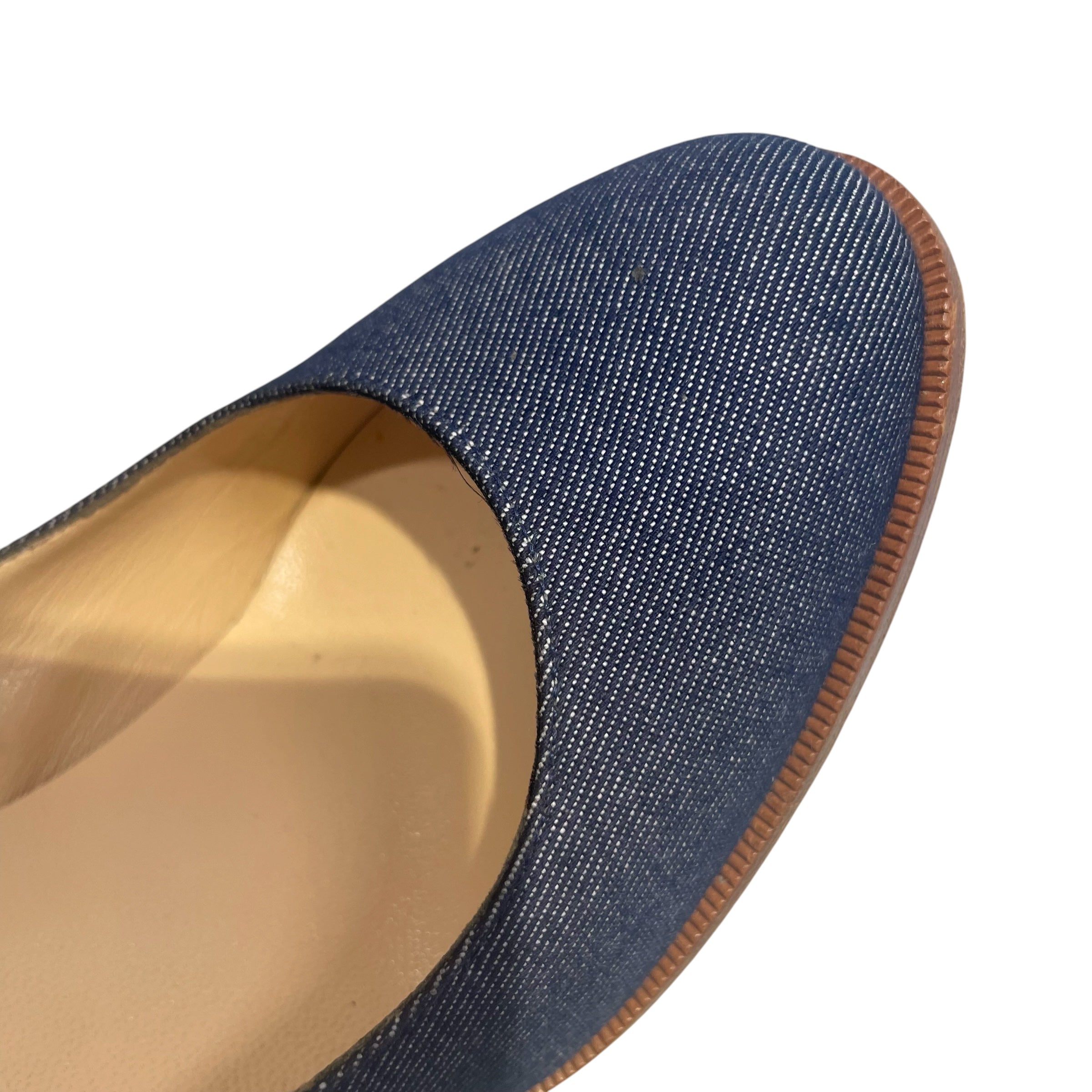 Christian Louboutin/Heels/EU 38/Denim/NVY/denim wooden heel view 5