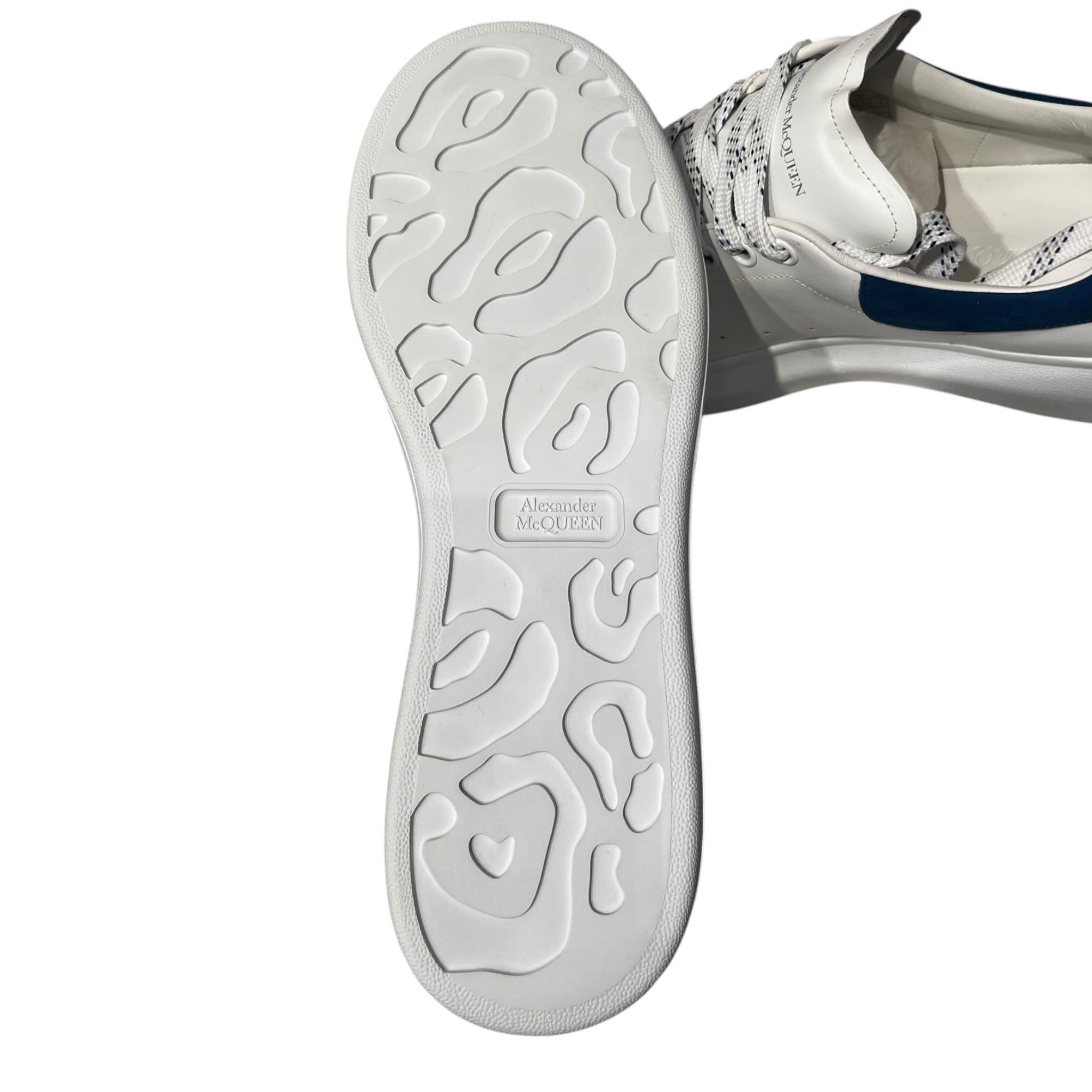 Alexander McQueen/Low-Sneakers/EU 45/Leather/WHT/Blue Suede Heel view 4