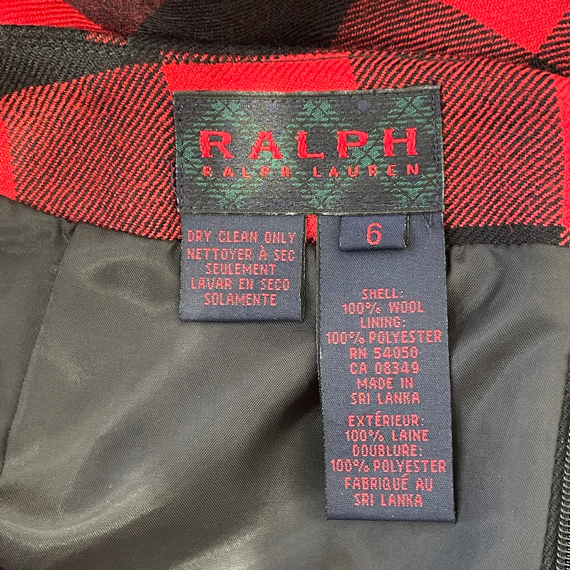 RALPH LAUREN/Skirt/6/Plaid/Wool/RED/