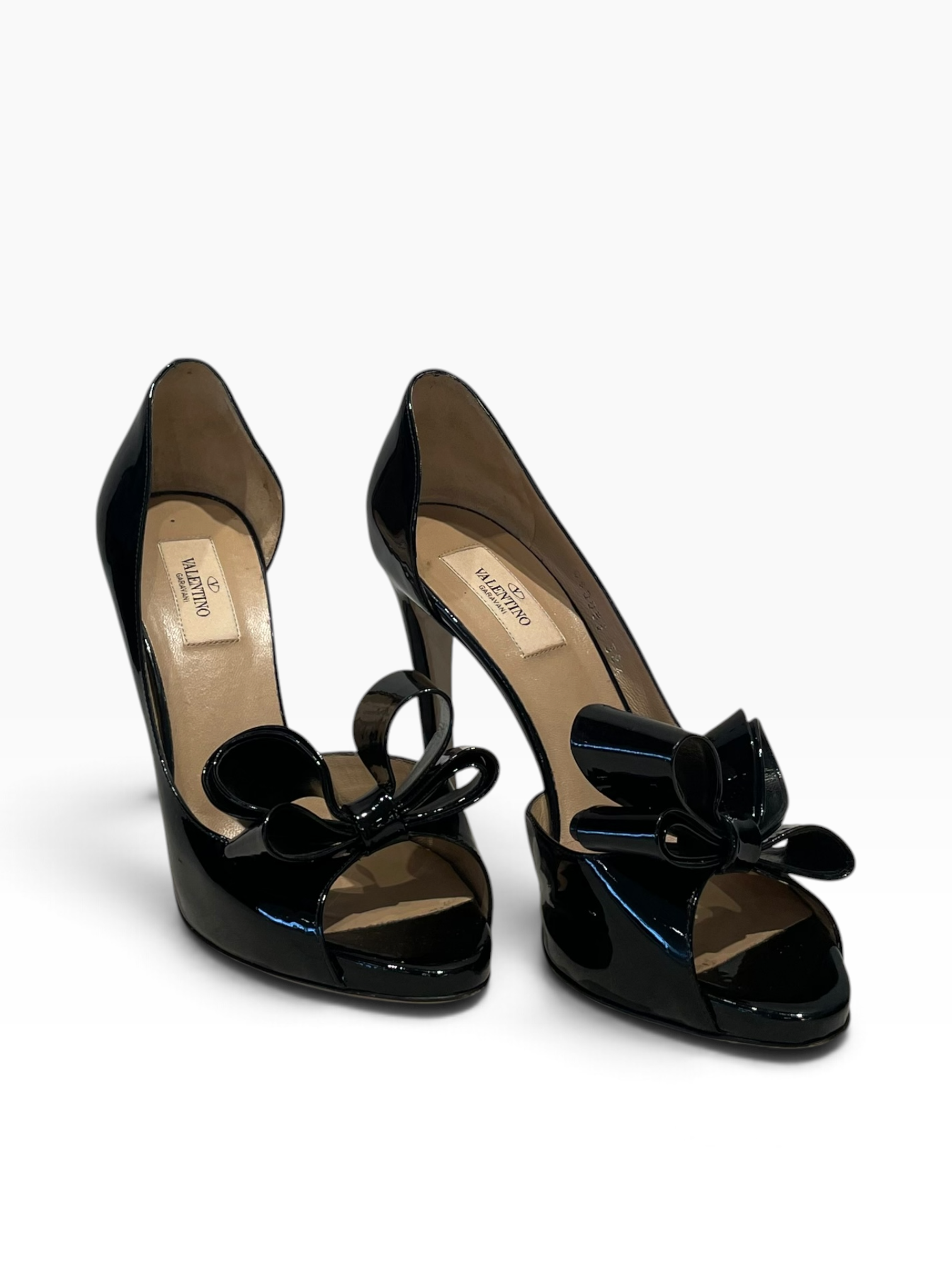 VALENTINO/Heels/EU 38.5/Faux Leather/BLK/Patent Leather Bow Pumps view 1