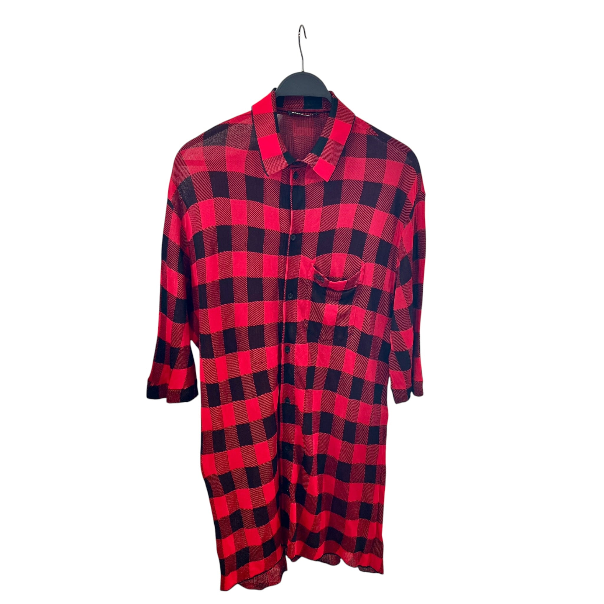 BALENCIAGA/SS Shirt/L/Cotton/RED/Plaid/RED & BLACK PLAID BUTTONDOWN view 1