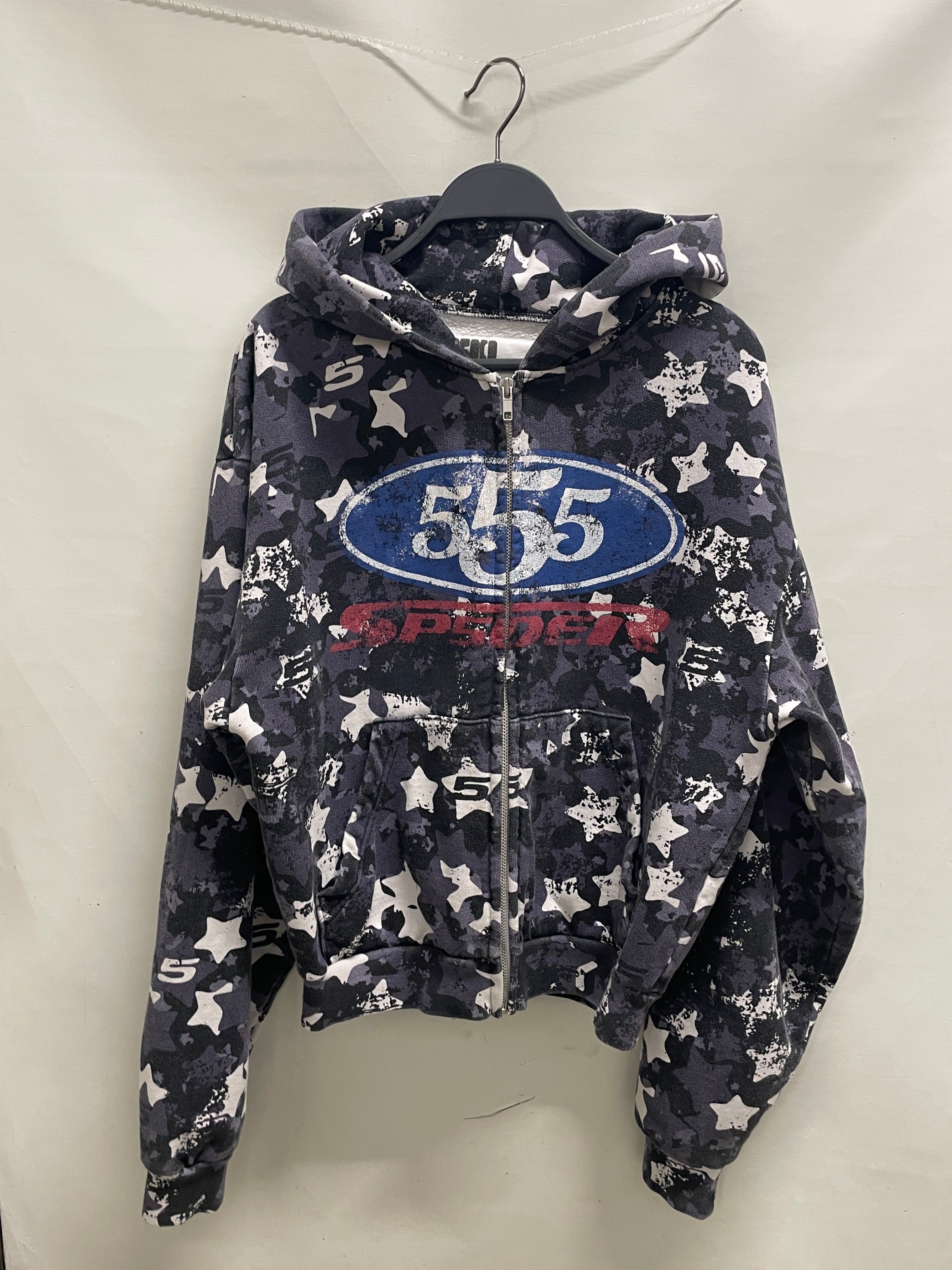 Sp5der/Zip Up Hoodie/XS/All Over Print/Cotton/PPL/STARS view 1