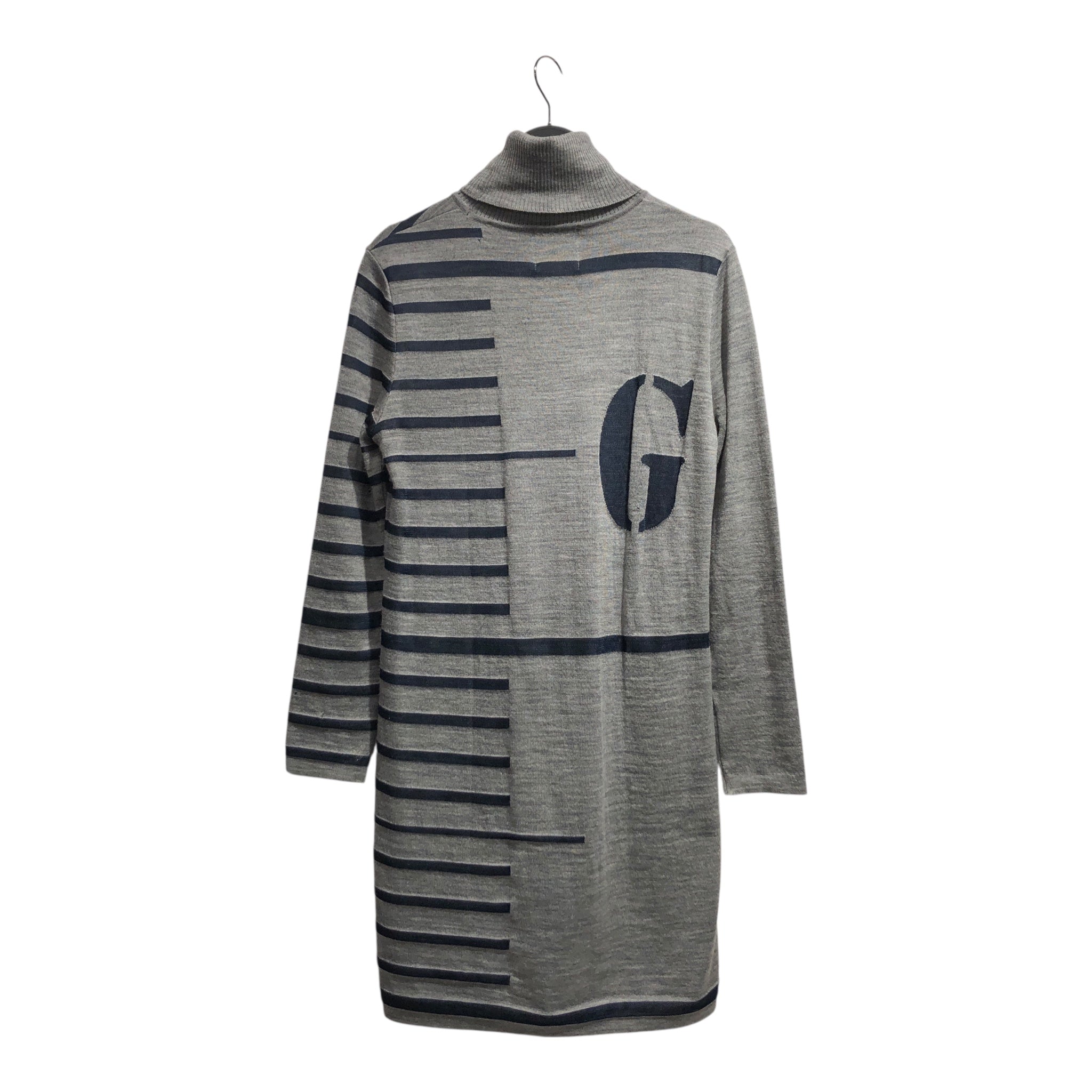 Jean Paul Gaultier/LS Dress/32/Stripe/Wool/GRY/Midi Length/nvy/gry turtleneck #7 view 2