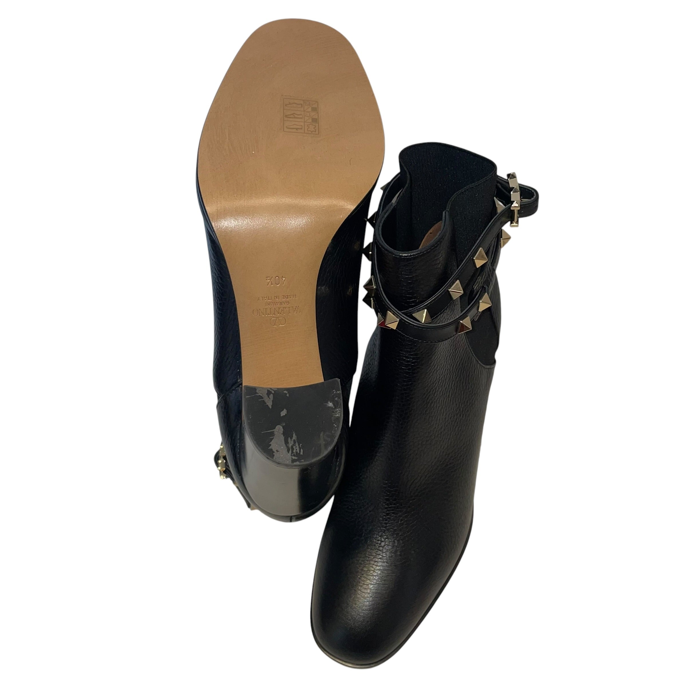 VALENTINO GARAVANI/Booties/EU 40/Leather/BLK/rockstud buckle booties view 4