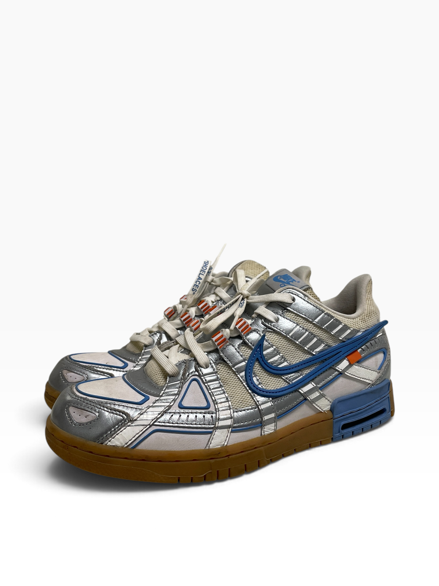 NIKE/OFF-WHITE/Low-Sneakers/US 10.5/Leather/BLU/Blue swoosh/futuristic view 1
