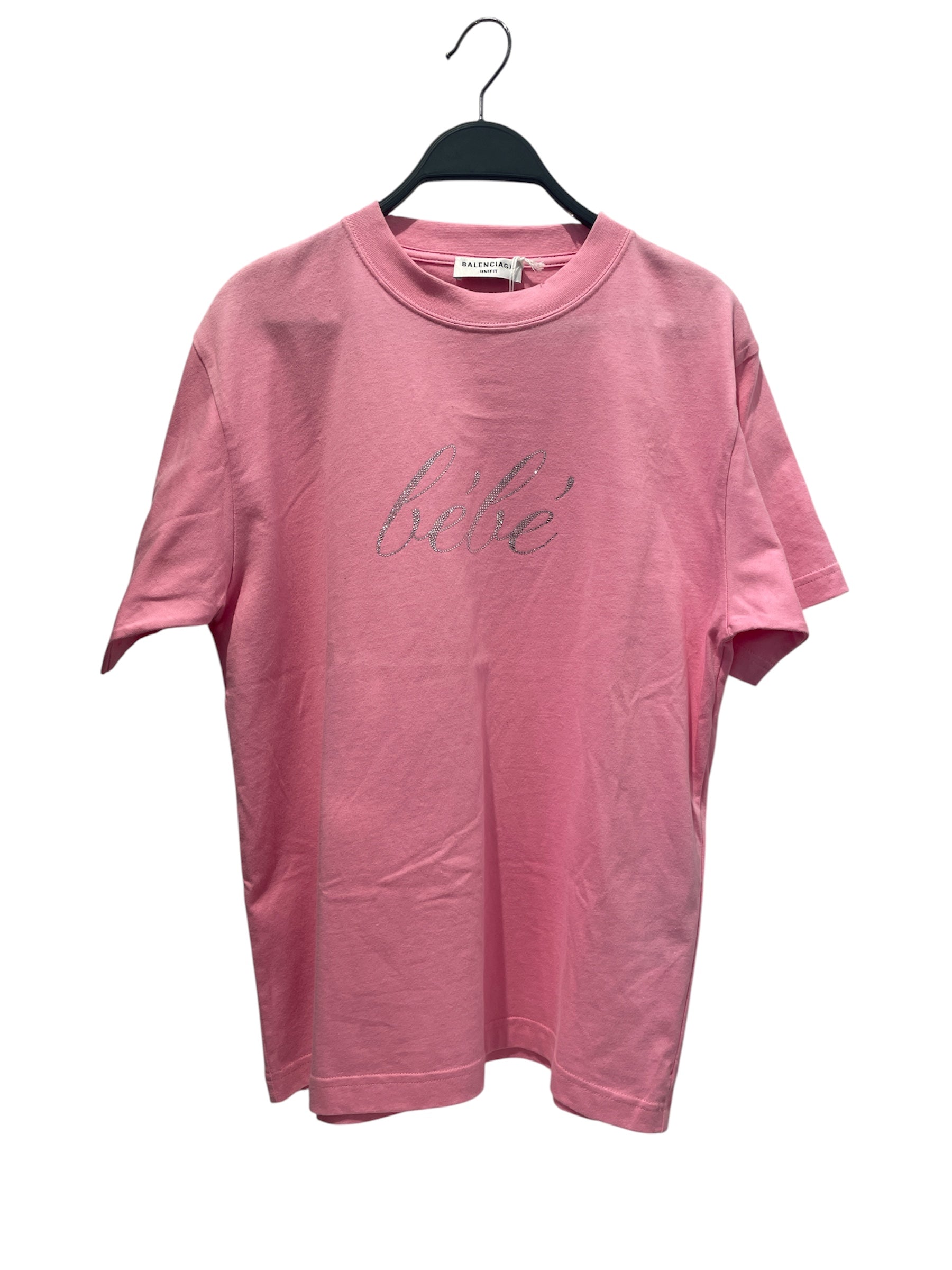 BALENCIAGA/T-Shirt/M/Cotton/PNK/BEBE RHINESTONE TEE view 1
