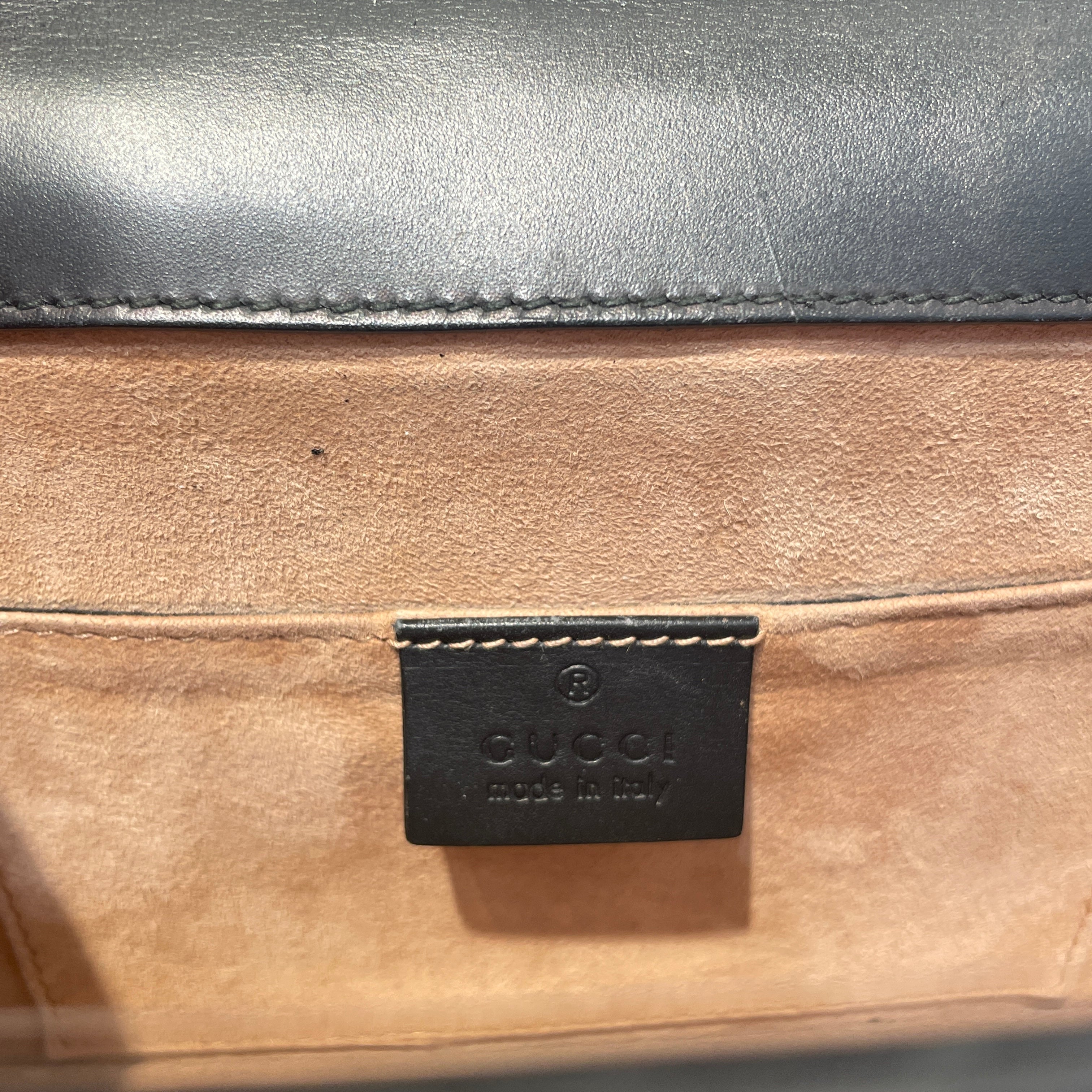 GUCCI/Cross Body Bag/Leather/BLK/Mini Sylvie Top Handle Bag view 6