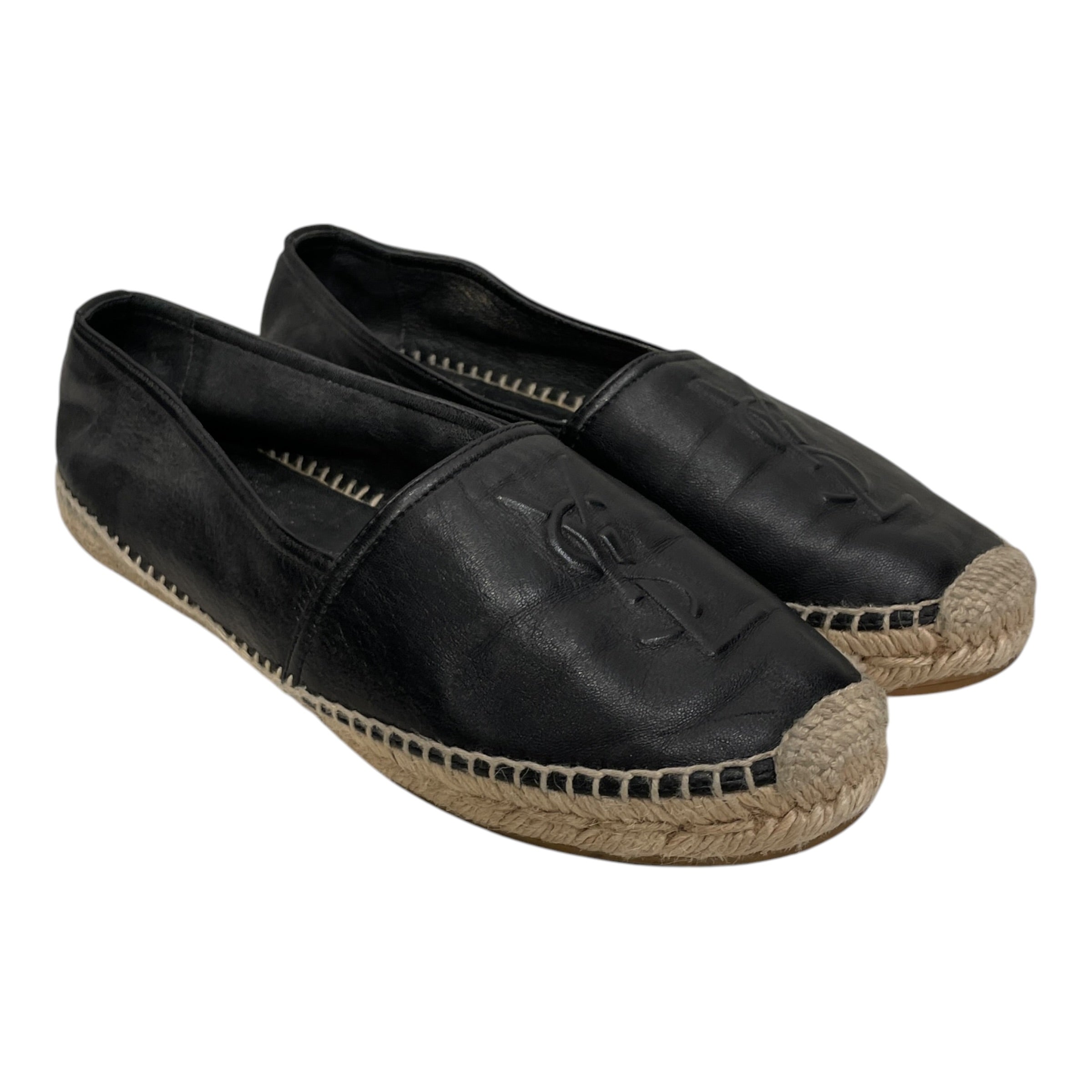 SAINT LAURENT/Flat Shoes/EU 39/Leather/BLK/EMBOSSED LOGO view 1