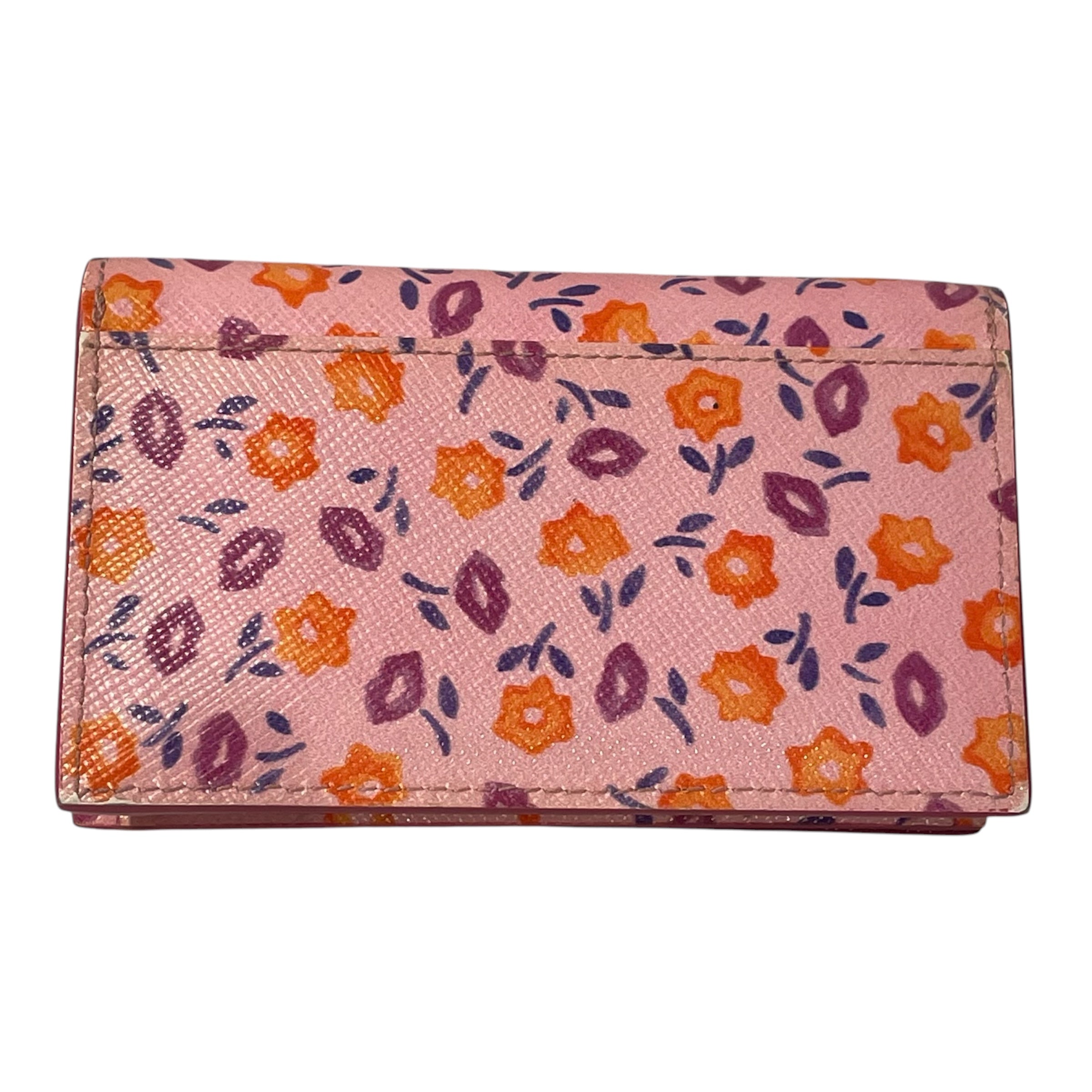 PRADA/Bifold Wallet/Floral Pattern/Leather/PNK/L's/ view 2