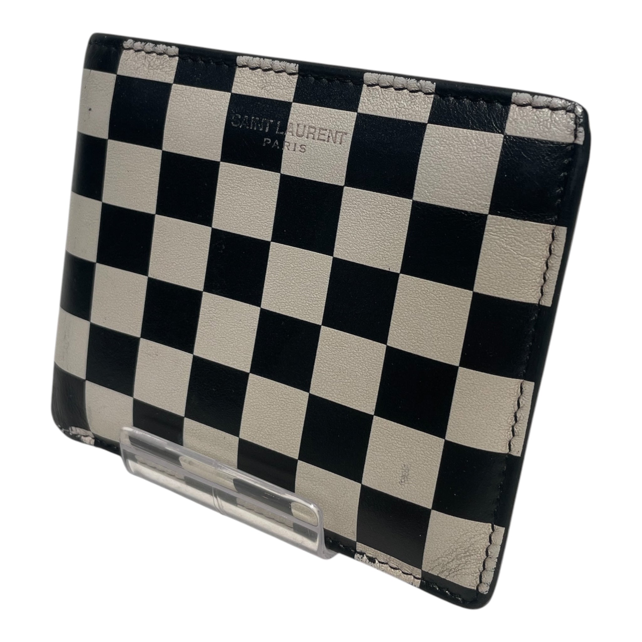 SAINT LAURENT/Bifold Wallet/Leather/BLK/CHECKER B&W view 1