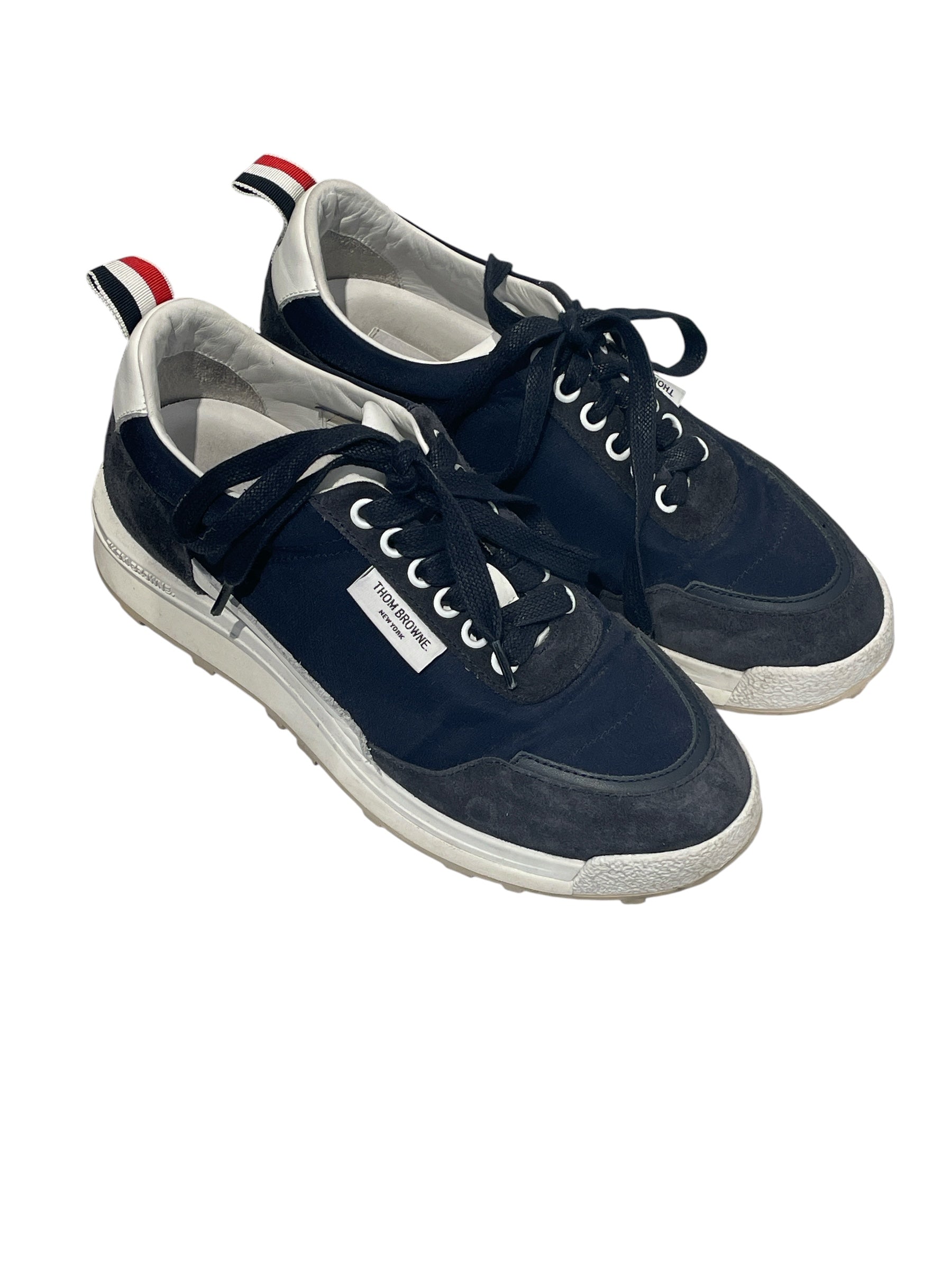 THOM BROWNE. NEW YORK/Low-Sneakers/US 7.5/Cotton/NVY/suede lace up view 1