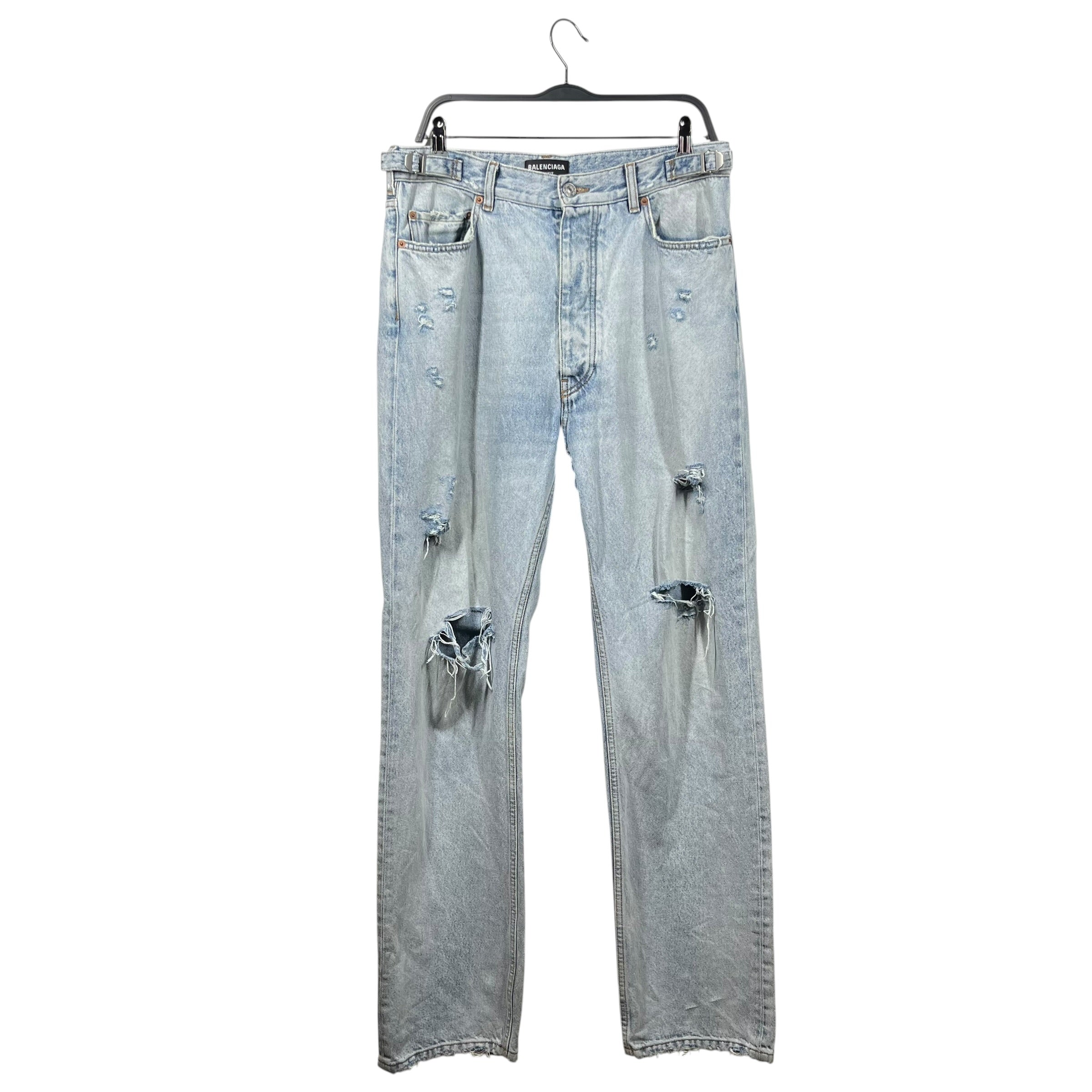 BALENCIAGA/Straight Pants/XS/Denim/BLU/distressed light wash view 1