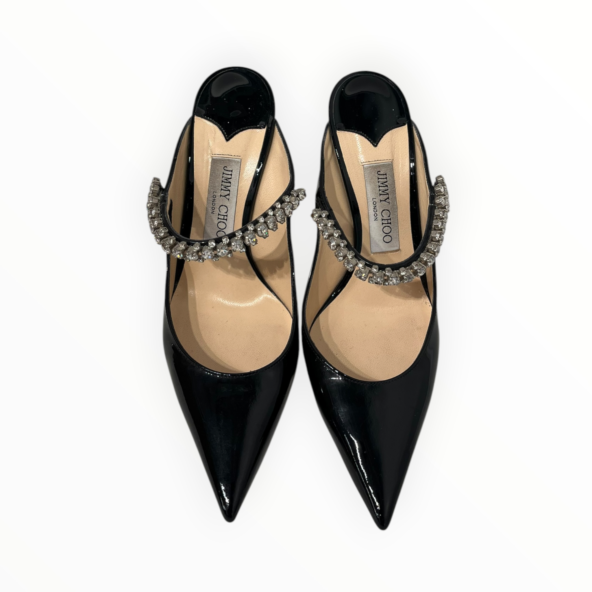 JIMMY CHOO/Heels/EU 38/Leather/BLK/CRYSTAL FRONT STRAP THIN HEEL view 3