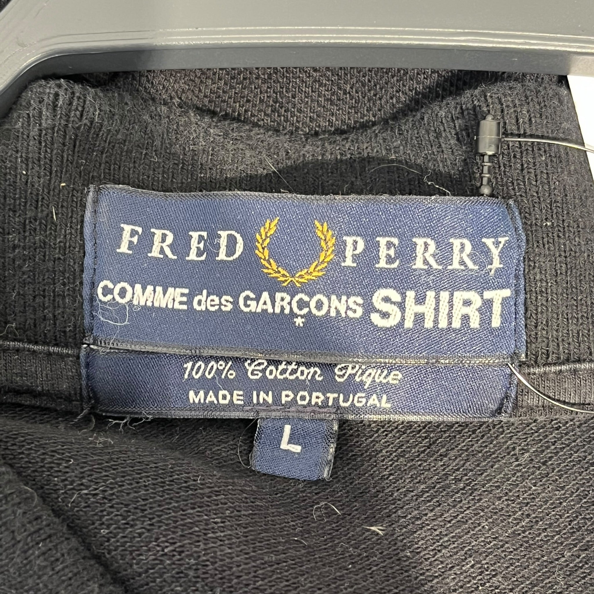 COMME des GARCONS/FRED PERRY/Polo Shirt/L/Cotton/BLK/HOT PINK LOGOS view 5