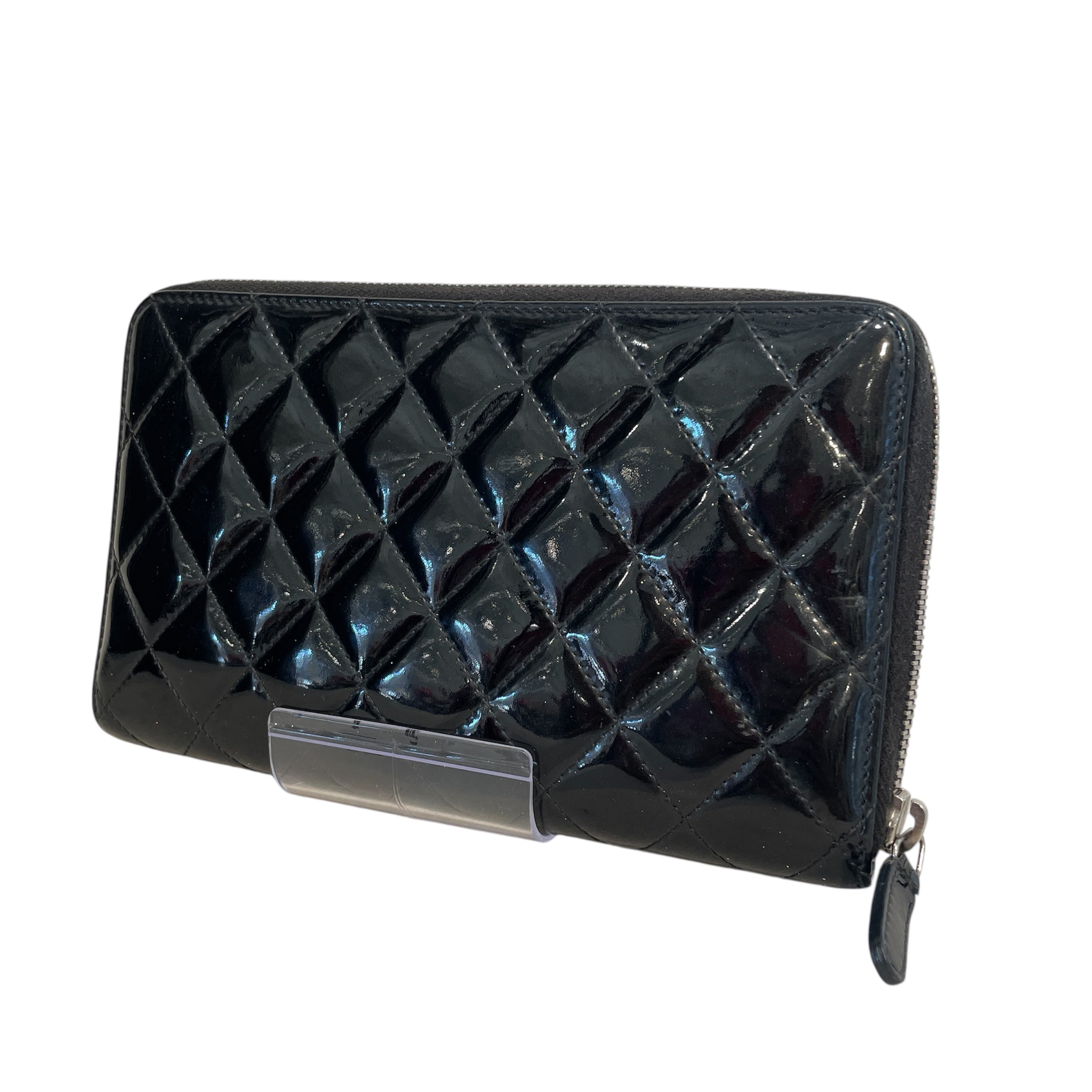 CHANEL/Long Wallet/Leather/BLK/Patent Leather Zip view 2