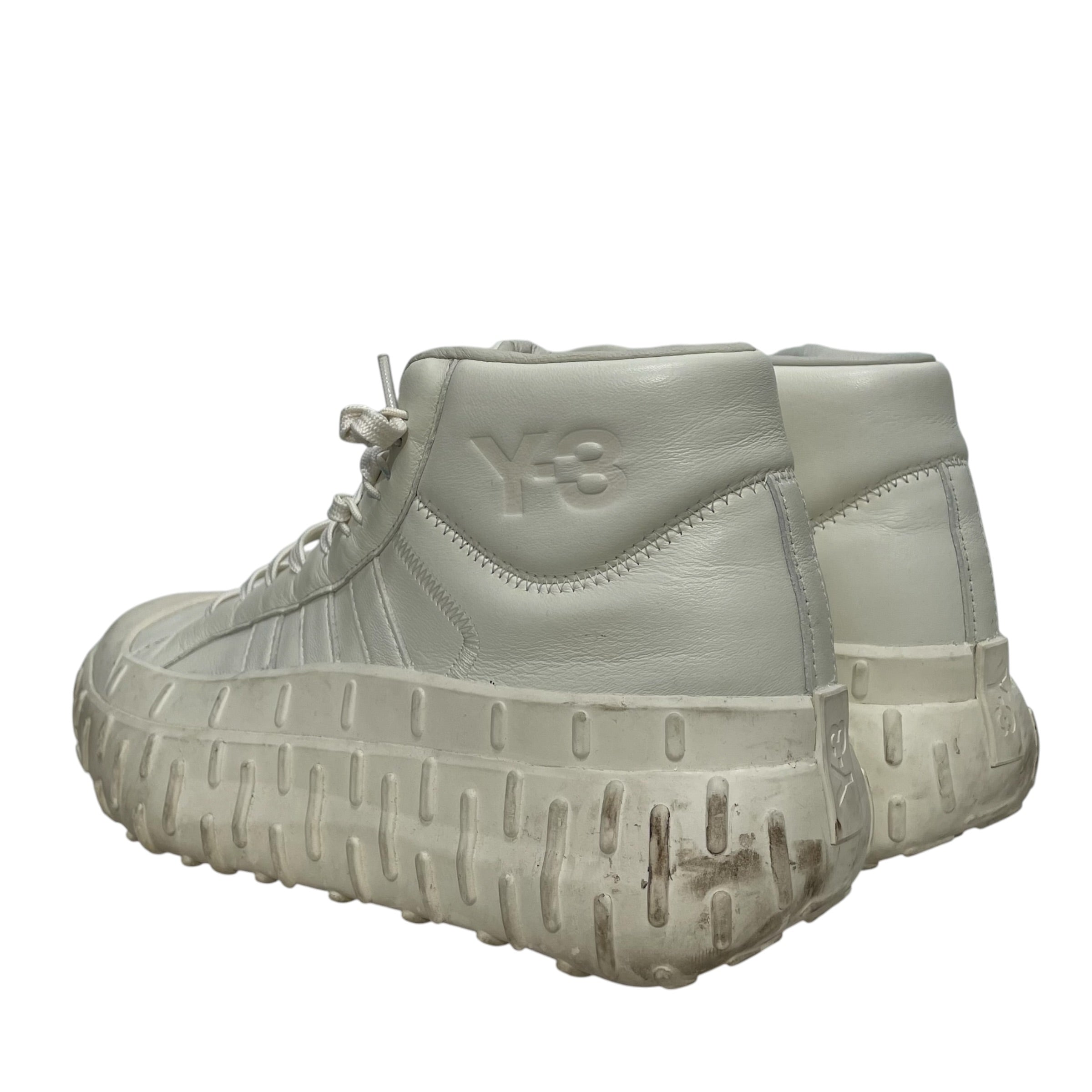 Y-3/adidas/Hi-Sneakers/US 9/Cotton/WHT/GR.1P , Embedded Y-3 logo view 2