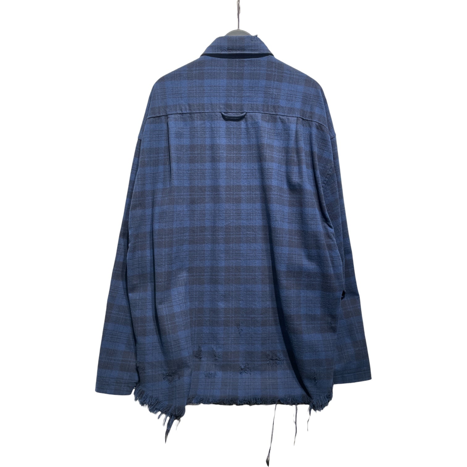 BALENCIAGA/Flannel Shirt/2/Cotton/NVY/Plaid/oversize flannel shirt view 2