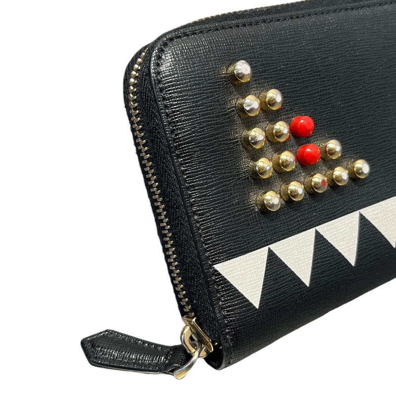 FENDI/Long Wallet/Leather/BLK/Monster Eyes Zip Wallet