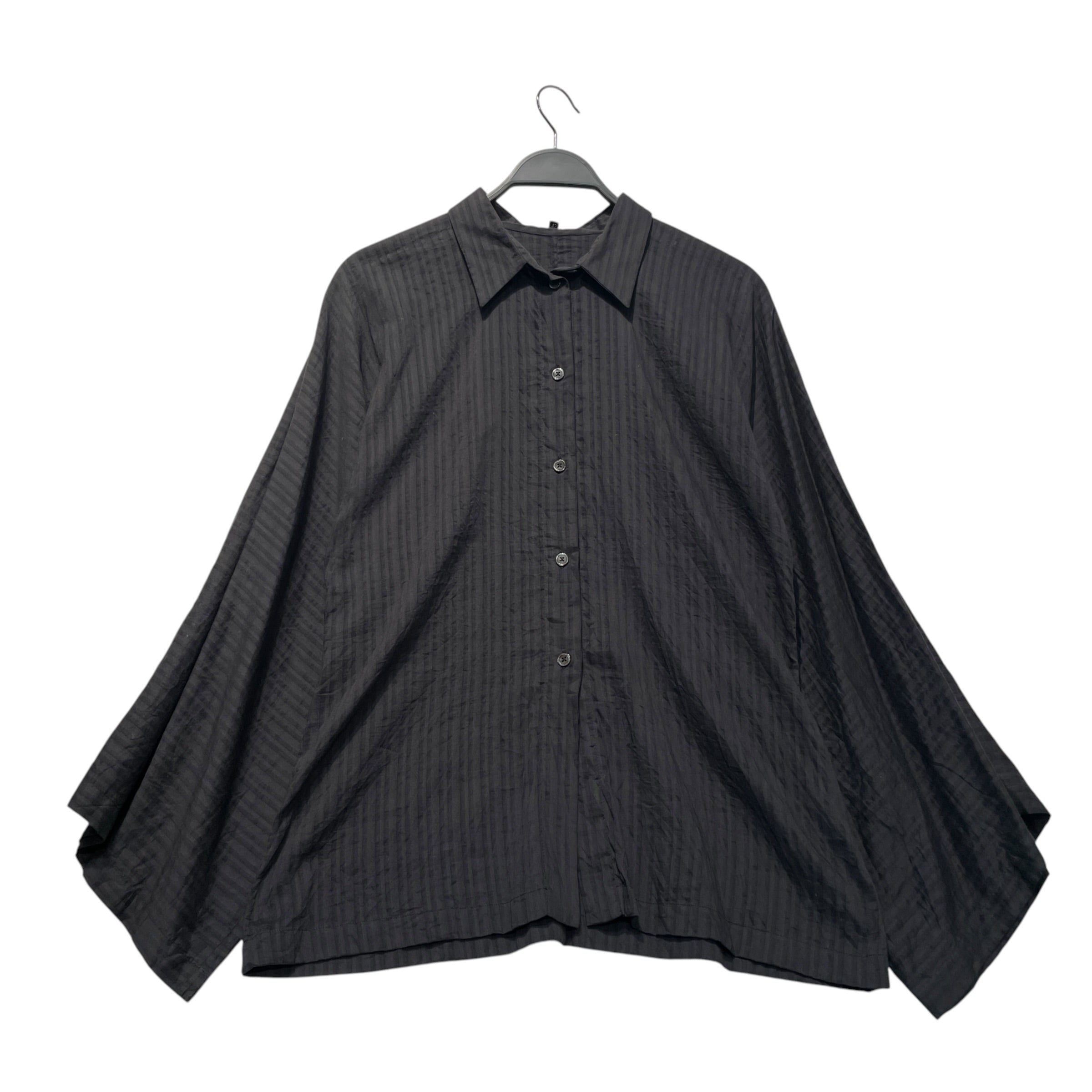ANN DEMEULEMEESTER/Blouse/42/Nylon/BLK/Flarred Sleve Button Up view 1