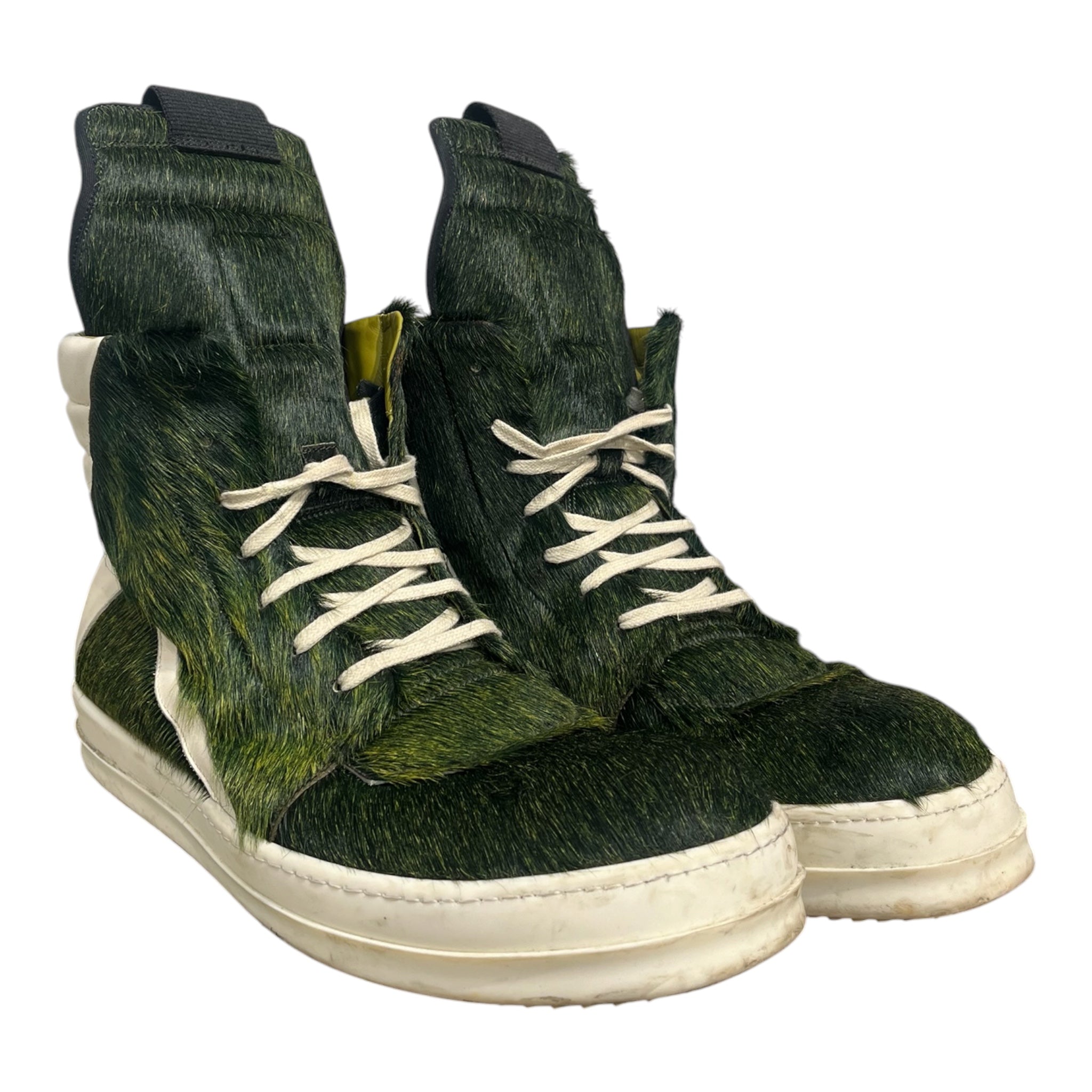 Rick Owens/Hi-Sneakers/EU 48/GRN/GREEN PONY HAIR GEOBASKET view 3