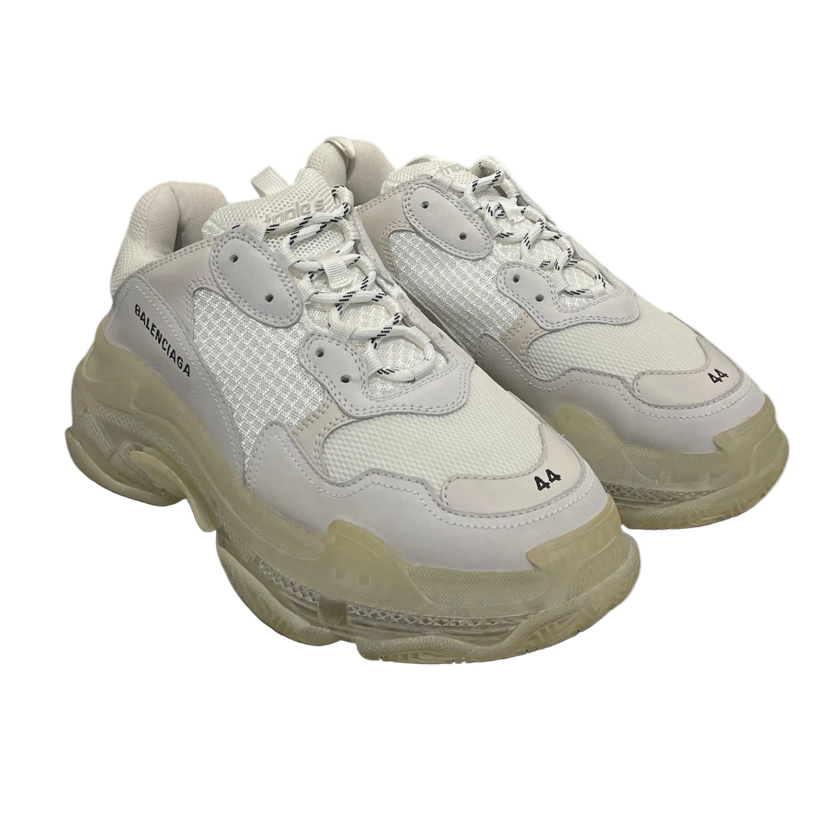 BALENCIAGA/Hi-Sneakers/EU 44/Cotton/WHT/triple S view 1