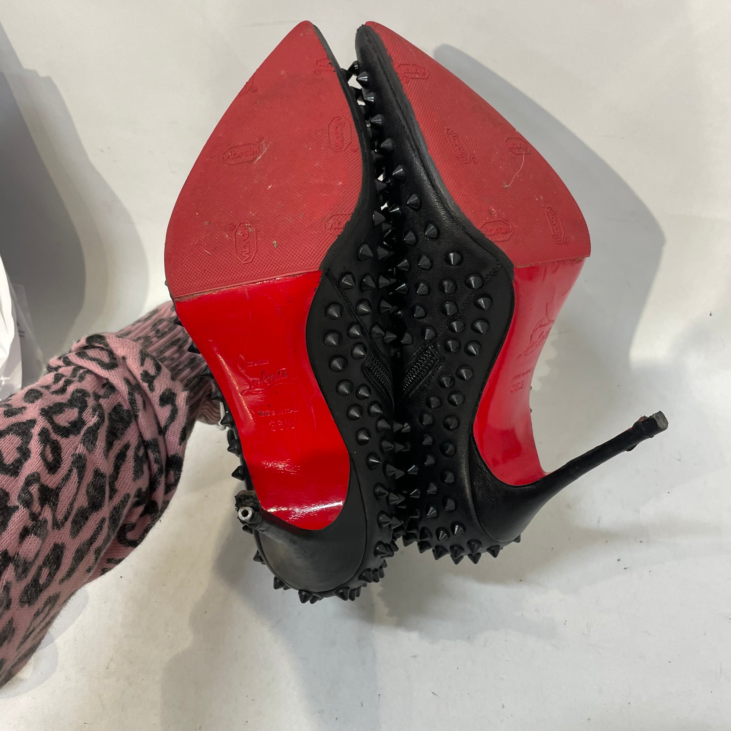 Christian Louboutin/Ankle Boots/EU 36.5/Leather/BLK/Side Zip/Snakilta all over Spikes view 6