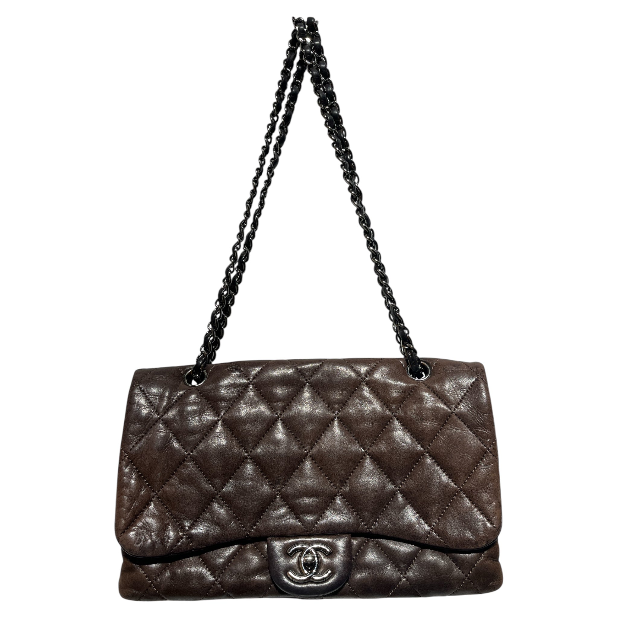 CHANEL/Hand Bag/Leather/BRW/Maxi 3 Accordian Flap view 1