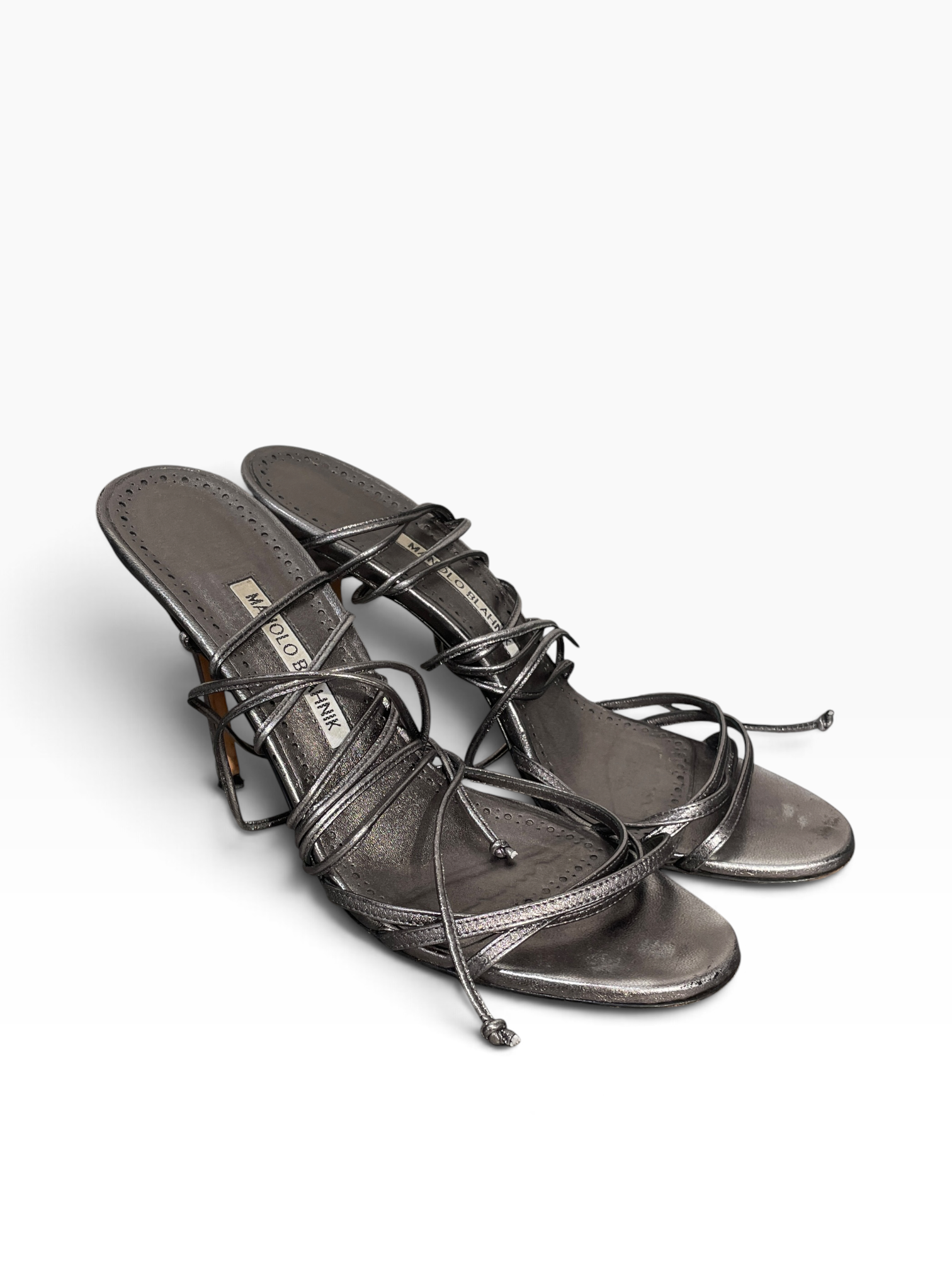 MANOLO BLAHNIK/Heels/EU 38.5/Leather/SLV/STRAPPY view 1
