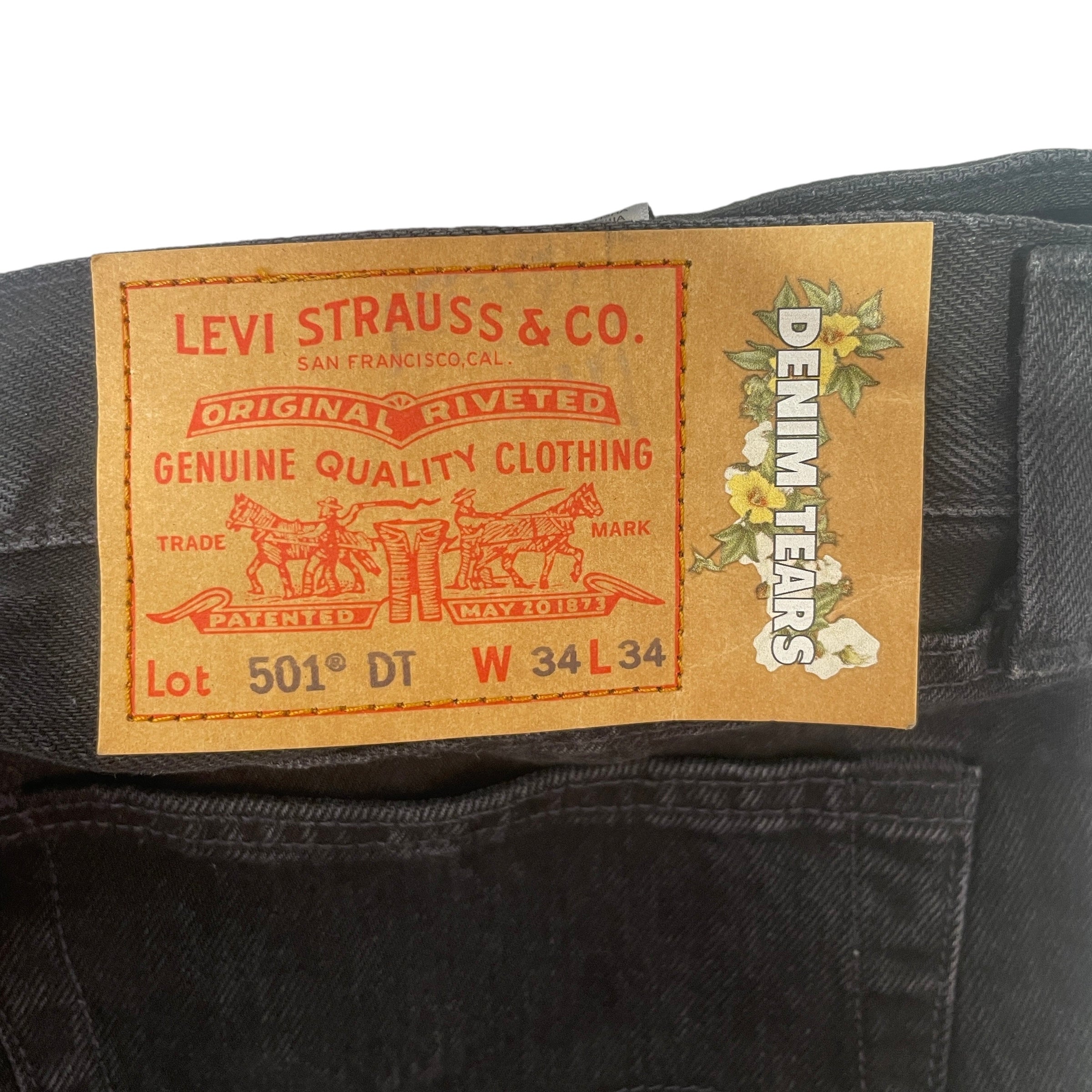 DENIM TEARS/Pants/34/Cotton/BLK/ view 3
