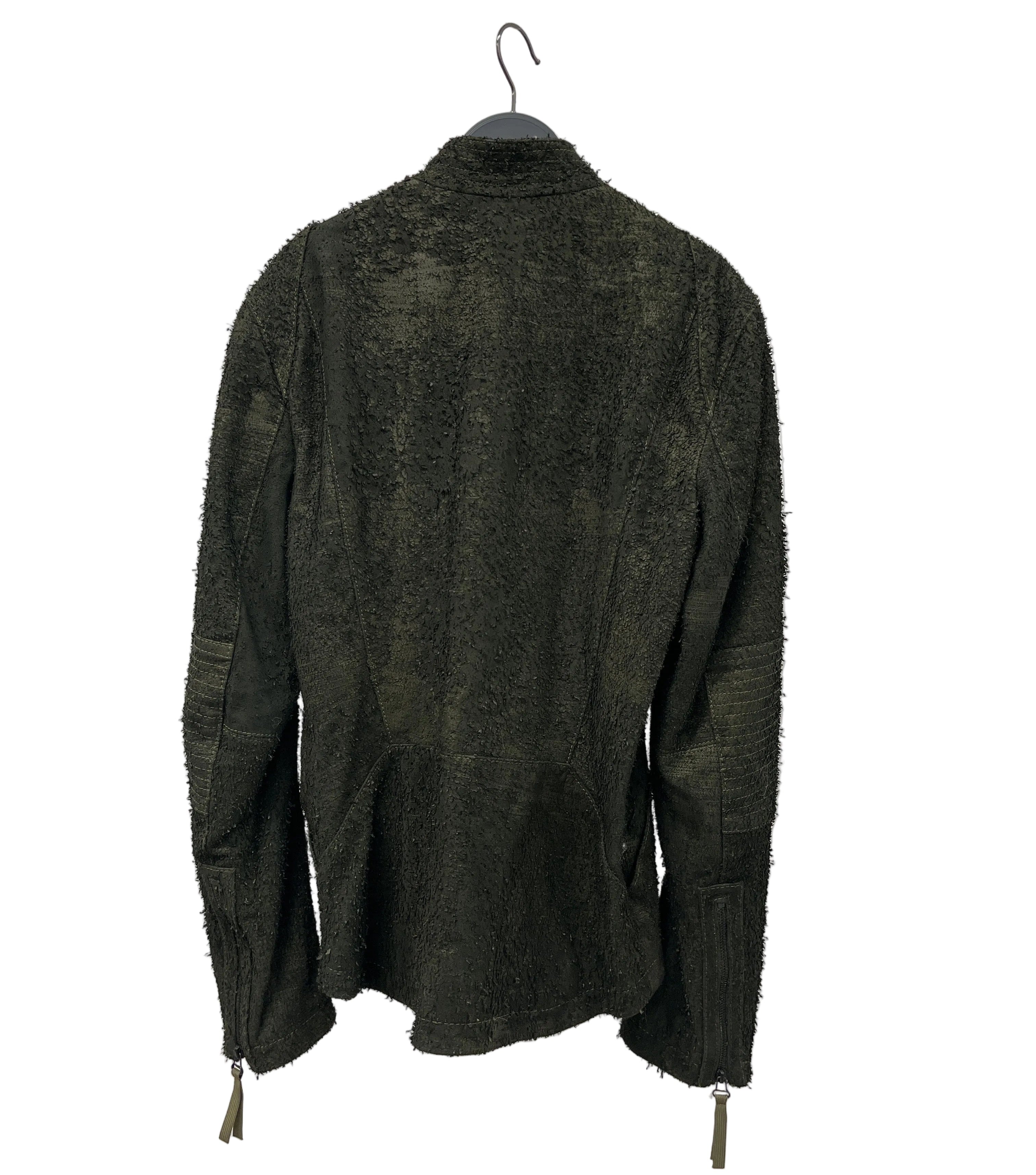 Helmut Lang/Leather Jkt/Leather/GRN/TEXTURED BIKER ASYMMETRICAL view 2