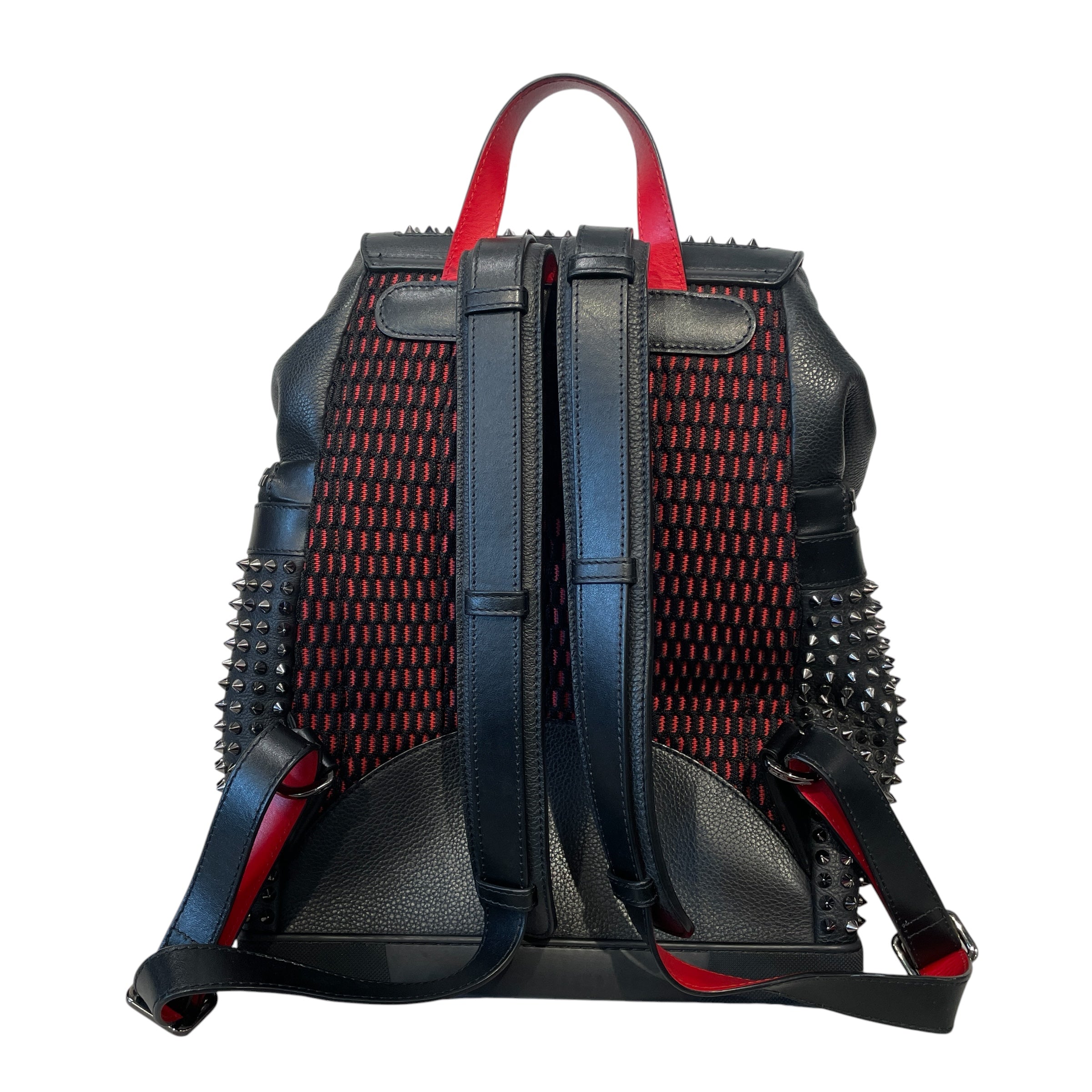 Christian Louboutin/Backpack/Leather/BLK/spikes all over/red lining view 2