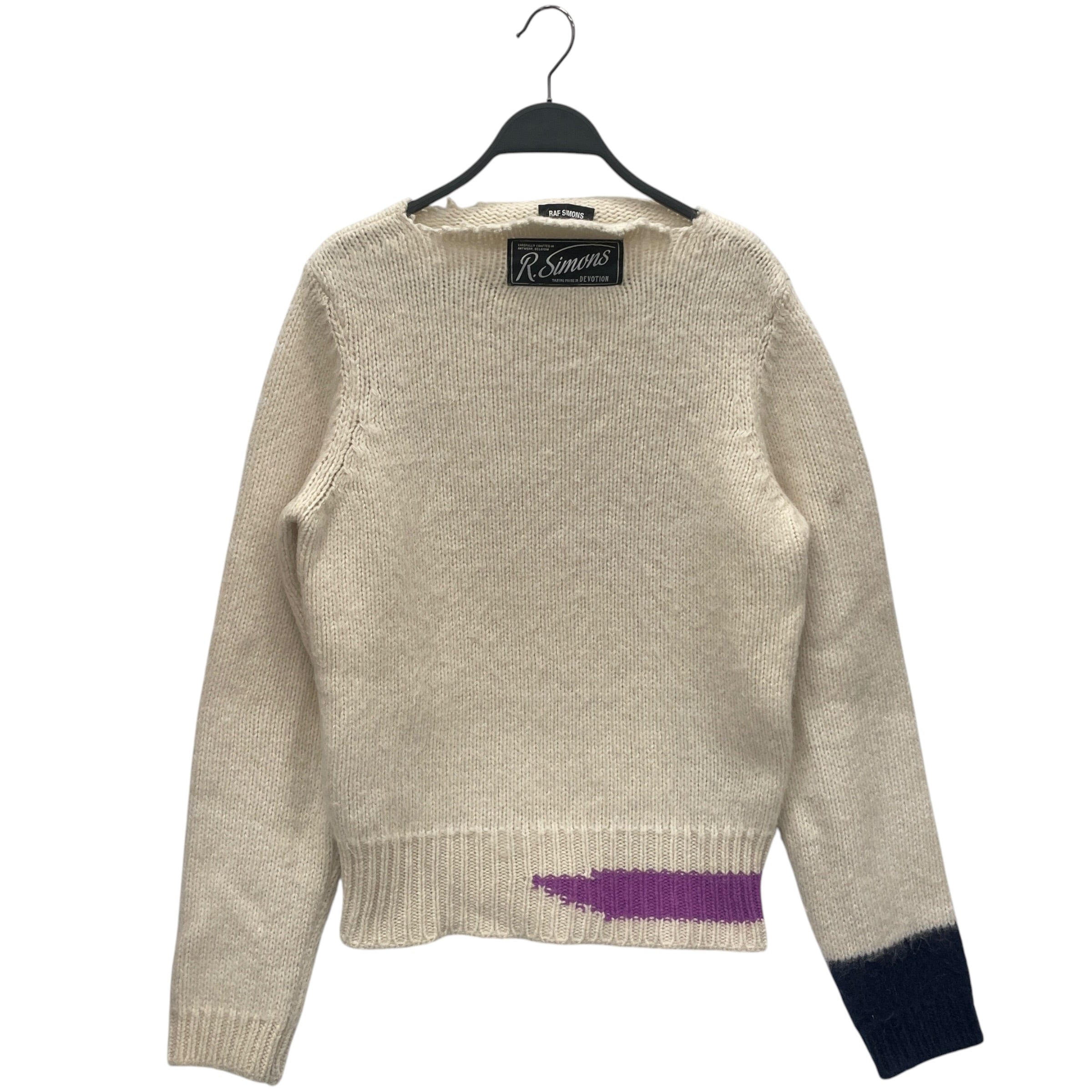 RAF SIMONS/Sweater/L/Wool/WHT/KNIT CONTRAST DETAIL view 1