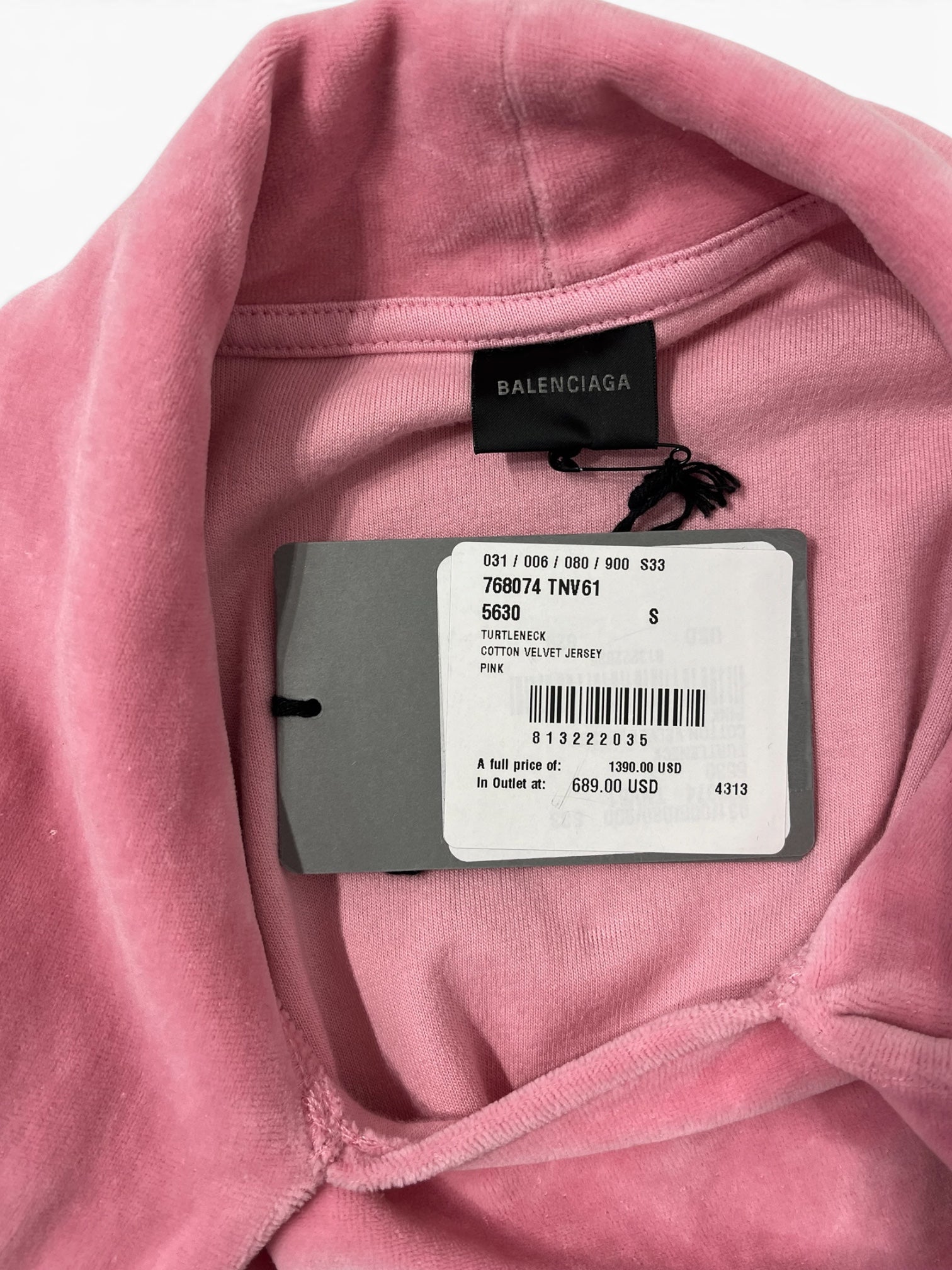 BALENCIAGA/Cut & Sew/S/Velour/PNK/VELVET WRAP TURTLENECK view 3